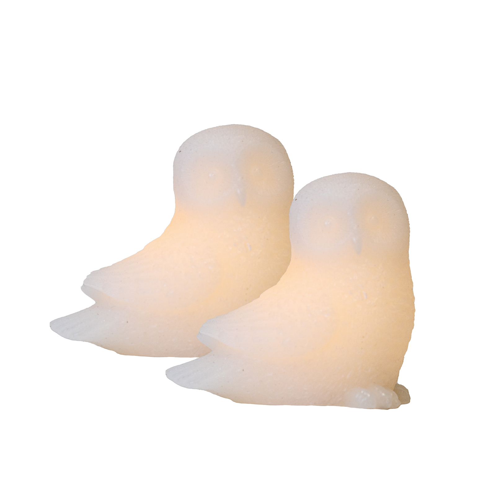 Ellen Owl LED decorative light made of wax, set of 2