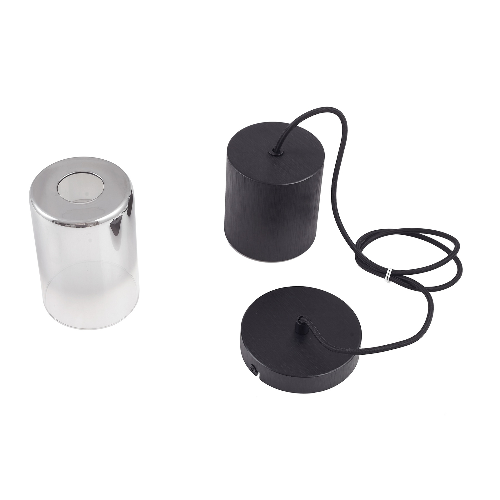 Lindby suspension Svante, 1 lampe, noir, verre, Ø 10cm