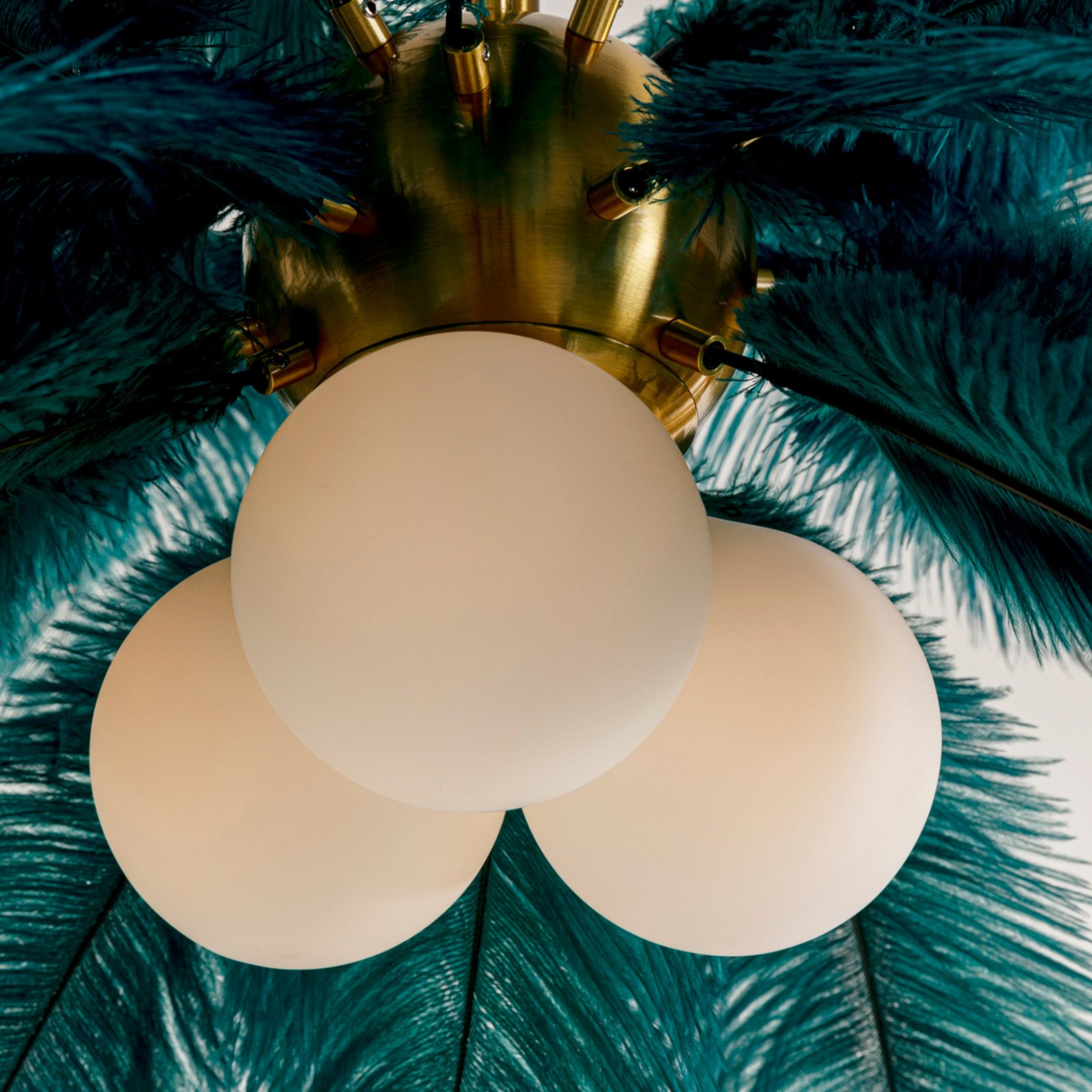Lámpara colgante KARE Feather Palm, verde, plumas, Ø 87 cm, G9 Lámpara colgante KARE Feather Palm, verde, plumas, Ø 87 cm, G9
