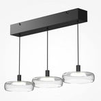 LED viseća svjetiljka FLOAT, prozirna/crna, s tri svjetla, 68 cm, staklo/metal