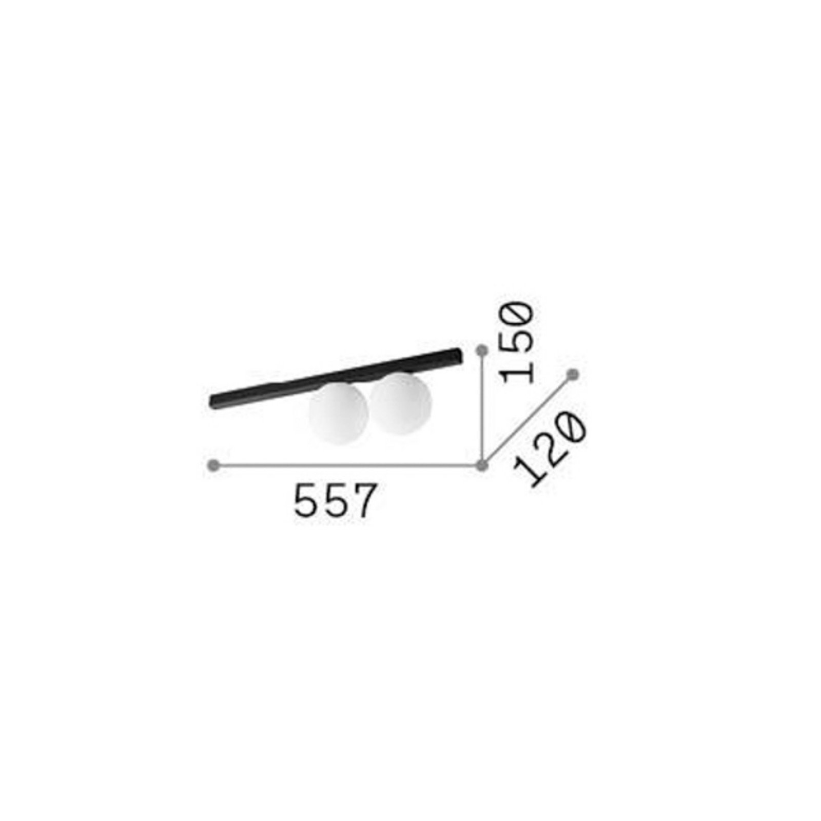Ideal Lux Binomio plafonieră Binomio negru 2 lumini metal sticlă