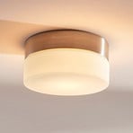 Lindby bathroom ceiling lamp Amilia, Ø 11 cm, G9, nickel, glass