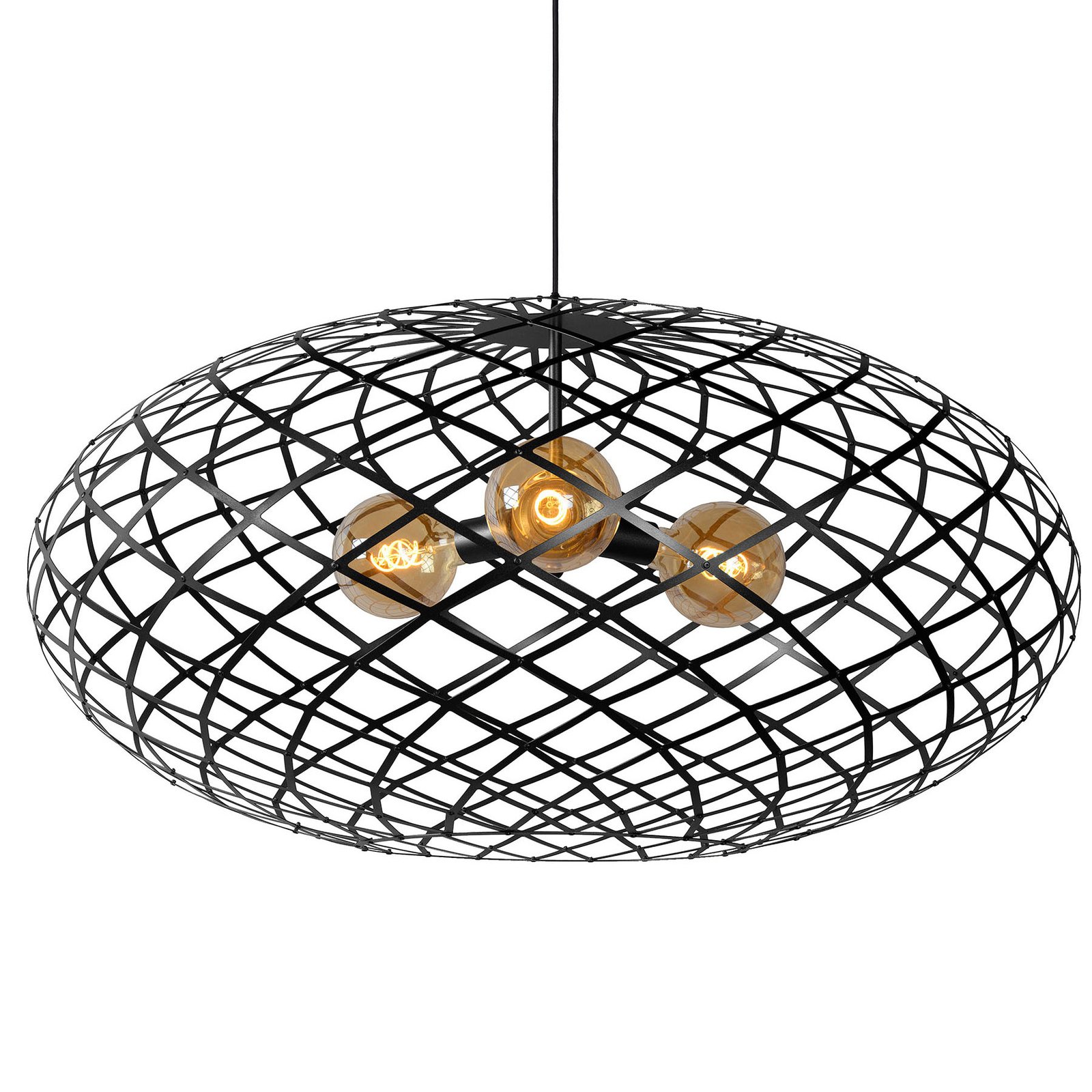 Lampada sospensione Wolfram, ovale, 100 cm, nero