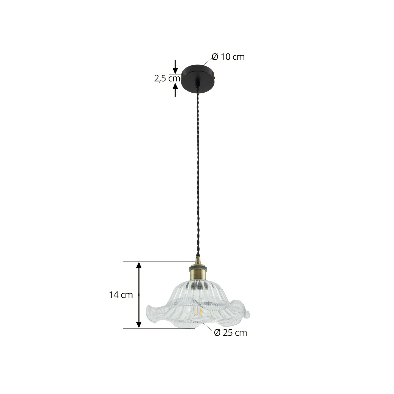 Ludowika pendant light, Ø 25 cm, E27, transparent, glass - Lindby Ludowika pendant light, Ø 25 cm, E27, transparent, glass - Lindby