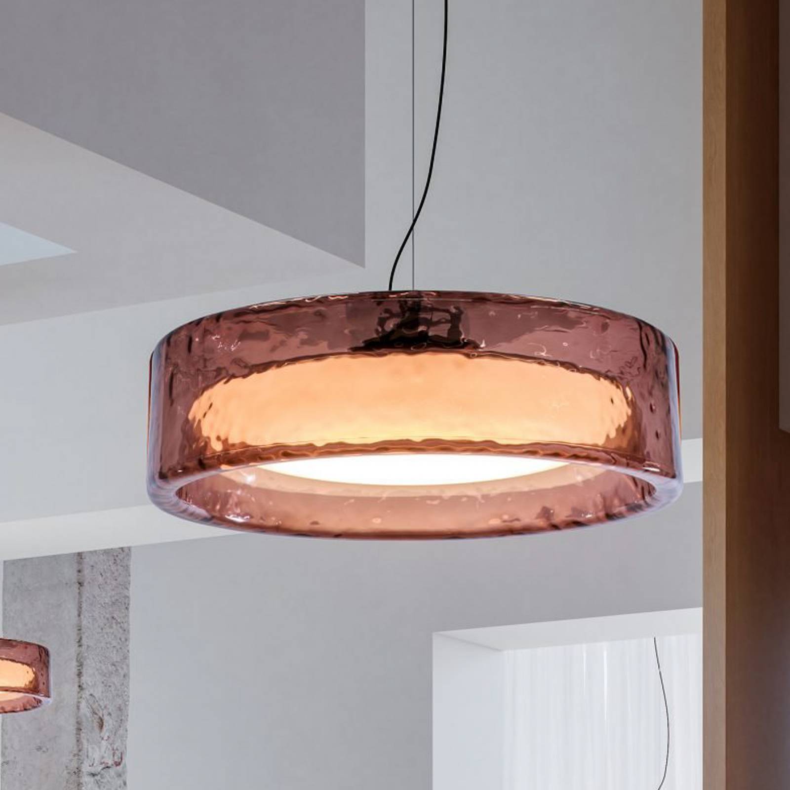Żyrandol LED MARSET Ringo, Ø 70 cm, różowa, TRIAC tworzywo sztuczne