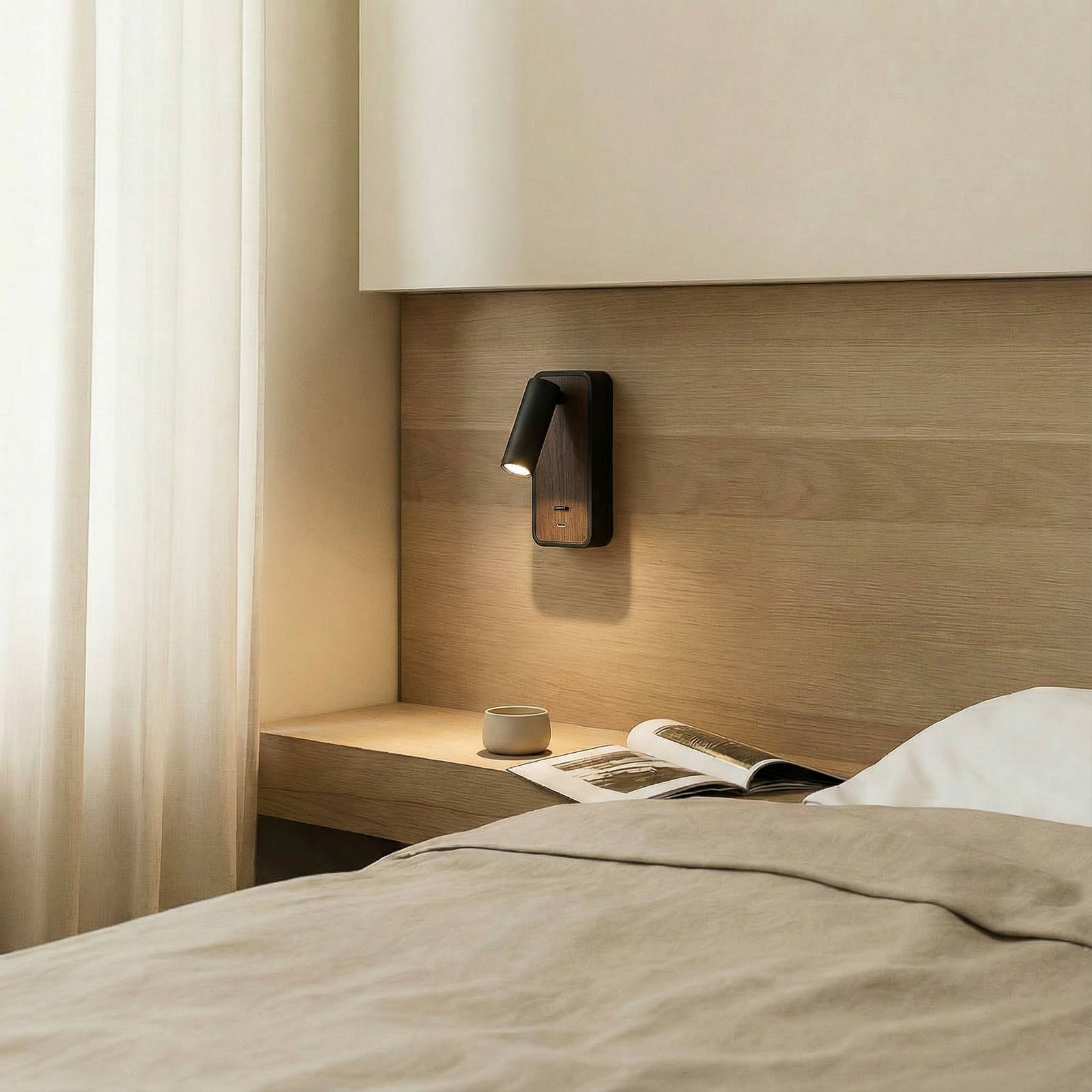 Lindby LED-Wandleuchte Tallis, schwarz, USB-C, beweglich günstig online kaufen