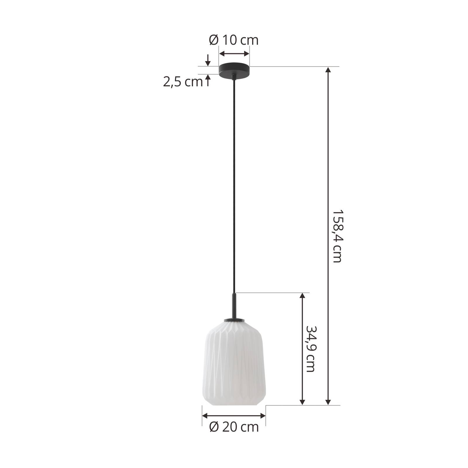 Lampa wisząca Lucande Lirien, czarna, szkło, Ø 20 cm