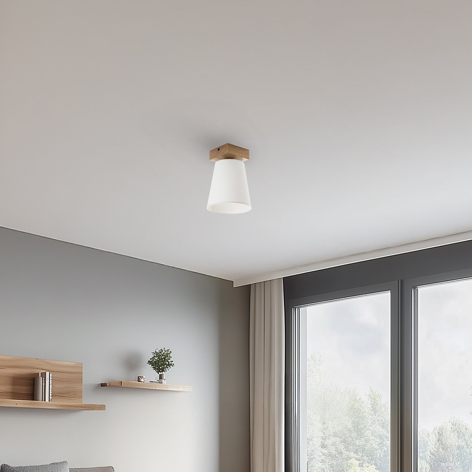 Envostar Risco ceiling lamp 1-bulb fabric shade white