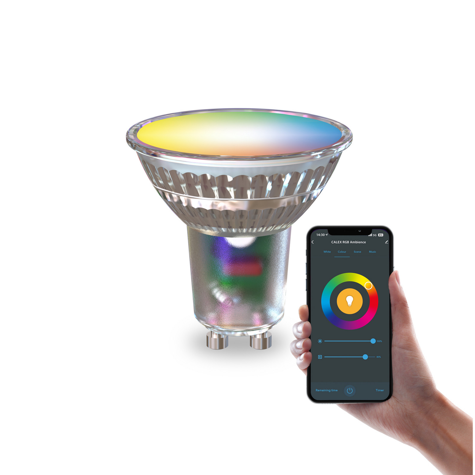 Bec LED Calex Smart cu reflector GU10 49 W RGB CCT 5 cm - Sticlă