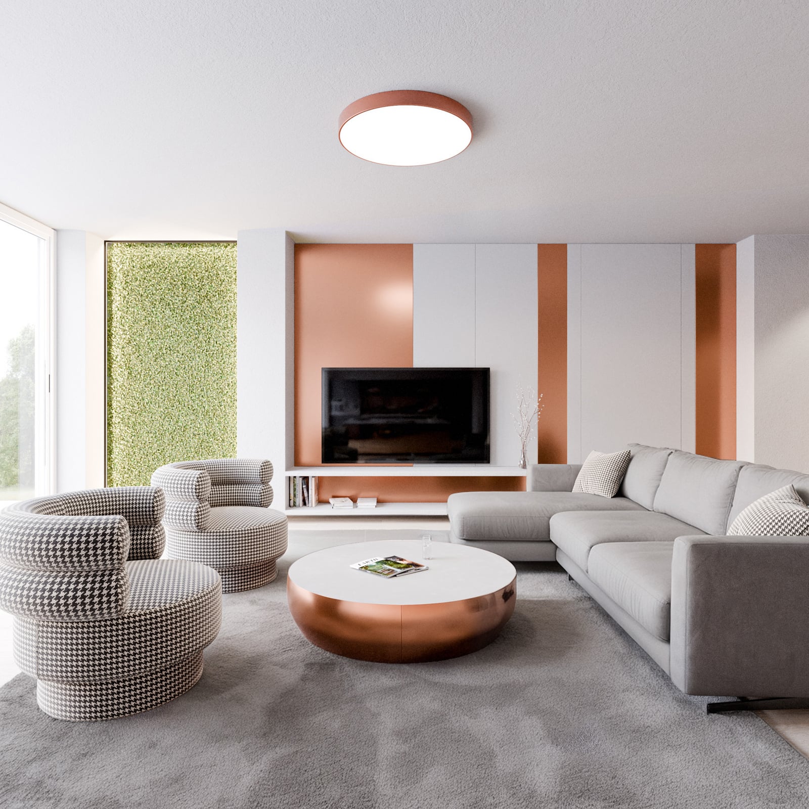 Cleo 800 ceiling light, Ø 78 cm, copper