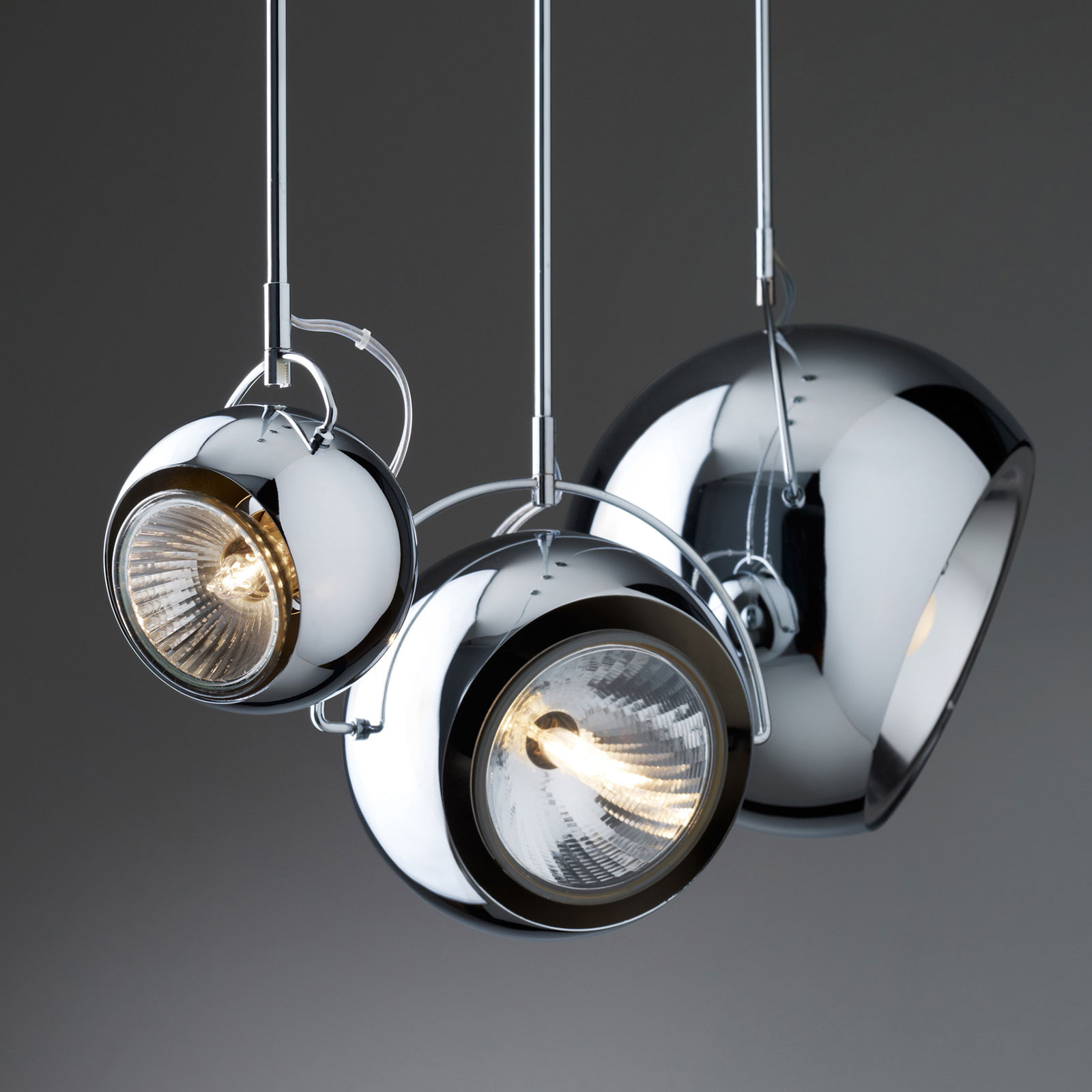 Fabbian Beluga Steel lampă suspendată crom Ø 9 cm - Camera de zi / sufragerie - design - crom lucios - Metal