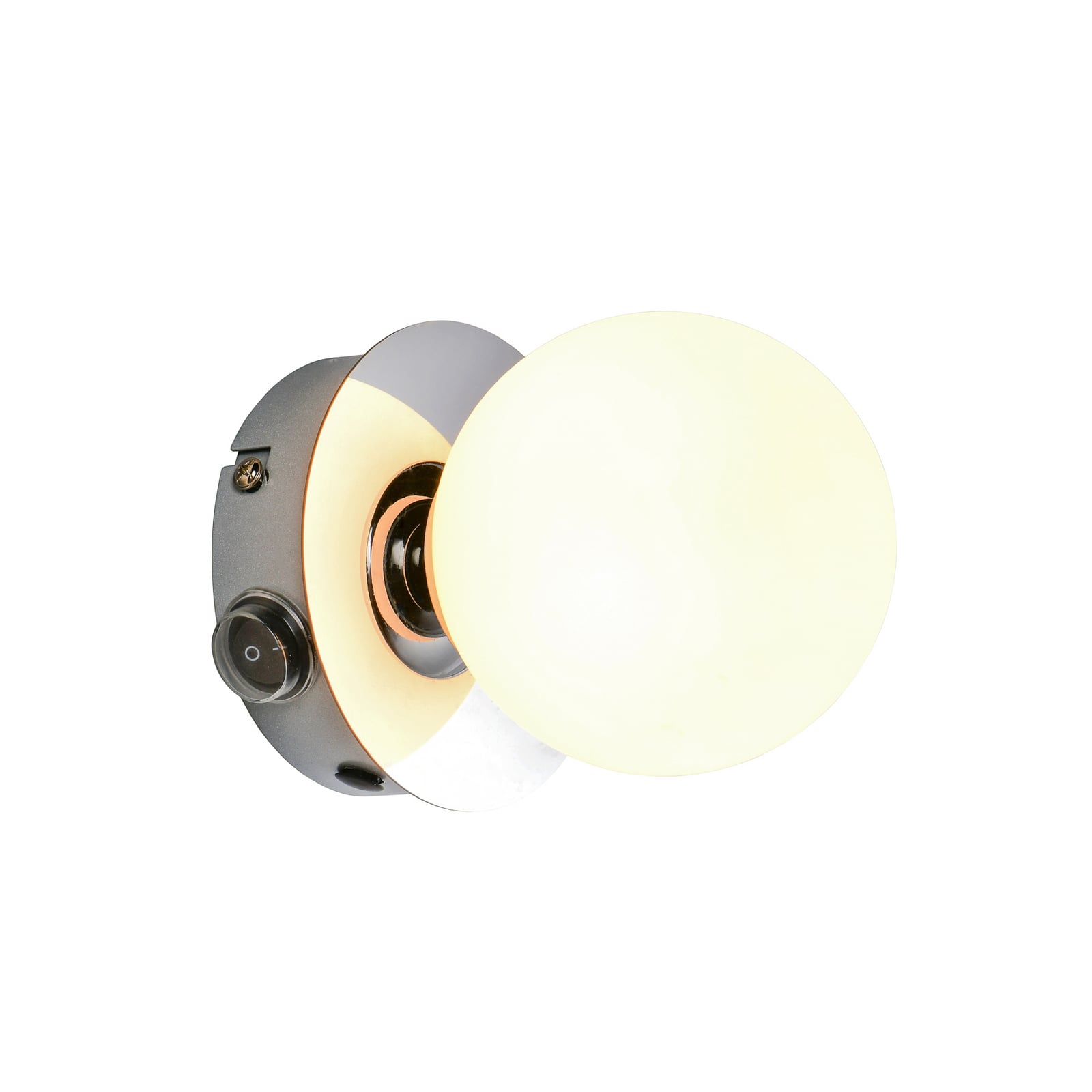 Sienas lampa „Alfio“, Ø 11 cm, hroma krāsā, metāls/stikls, IP44 Sienas lampa „Alfio“, Ø 11 cm, hroma krāsā, metāls/stikls, IP44