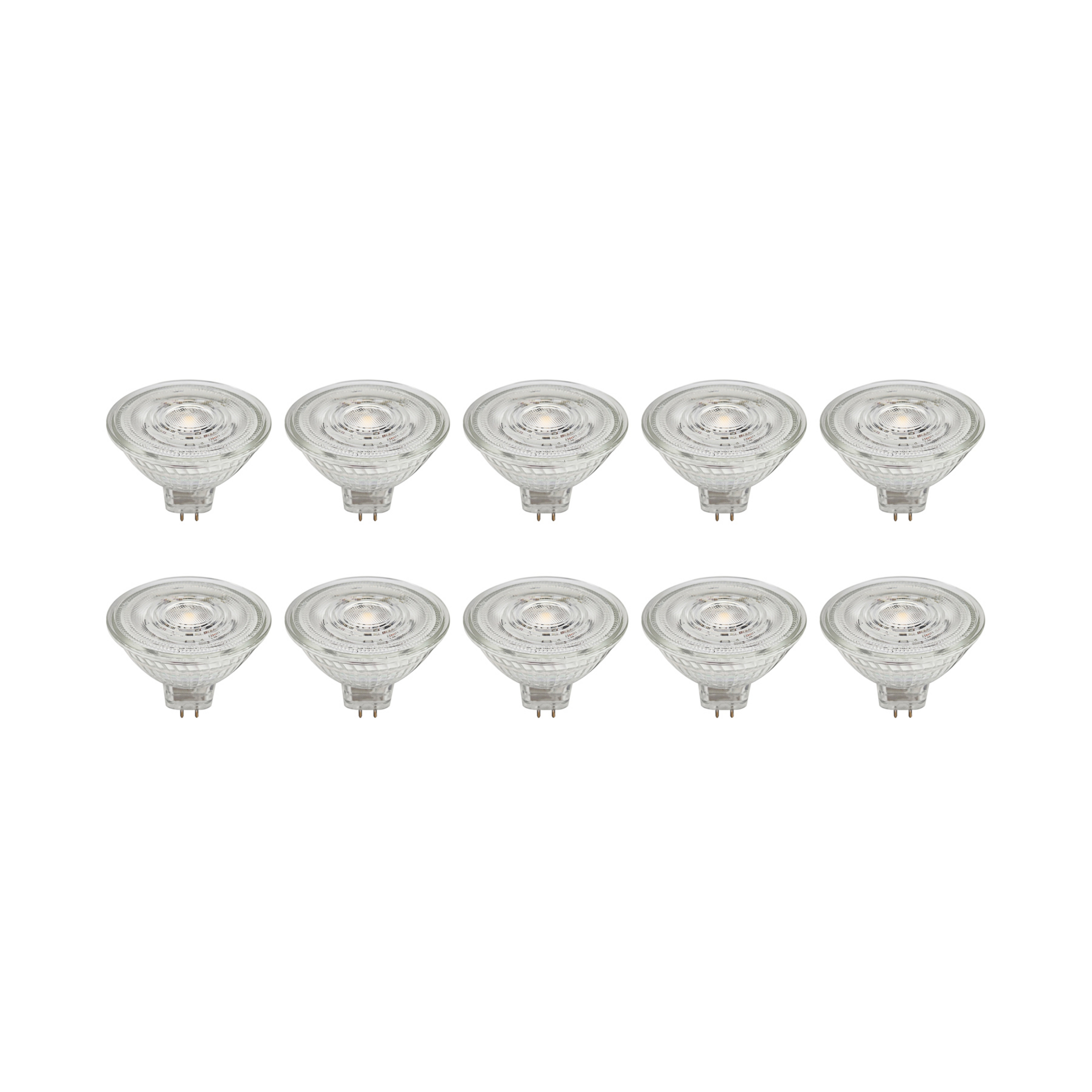 Prios LED-reflektor GU5.3 4.9W 500lm 36° klar 840 sæt med 10 stk