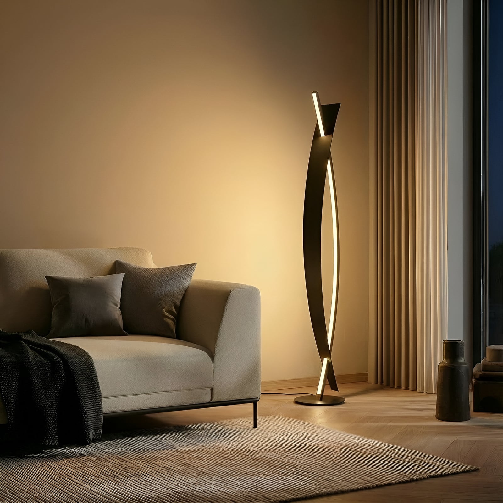 Marija Floor Lamp Black/Gold - Lucande Marija Floor Lamp Black/Gold - Lucande