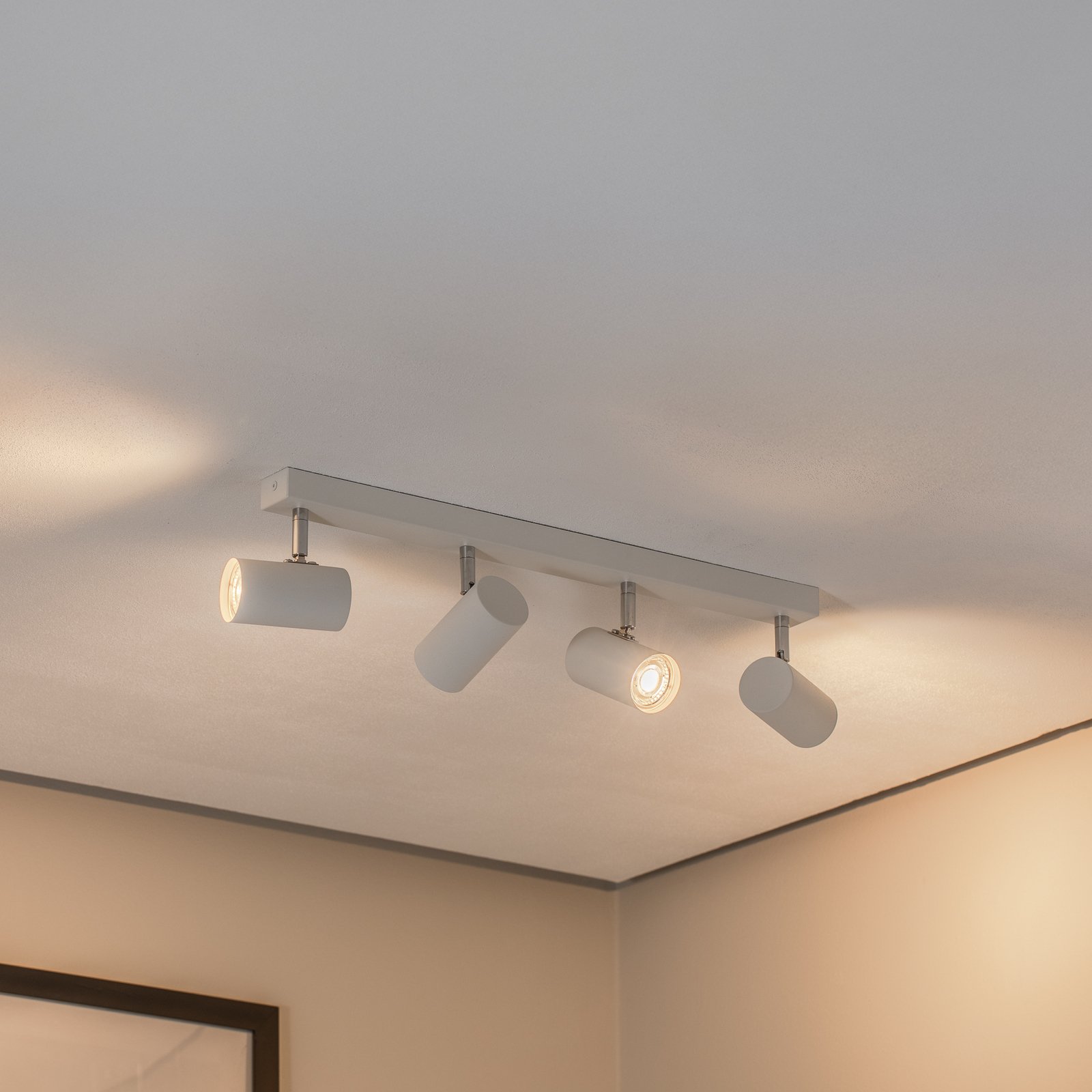 Spot pour plafond Tag, blanc/chrome, acier, à 4 lampes