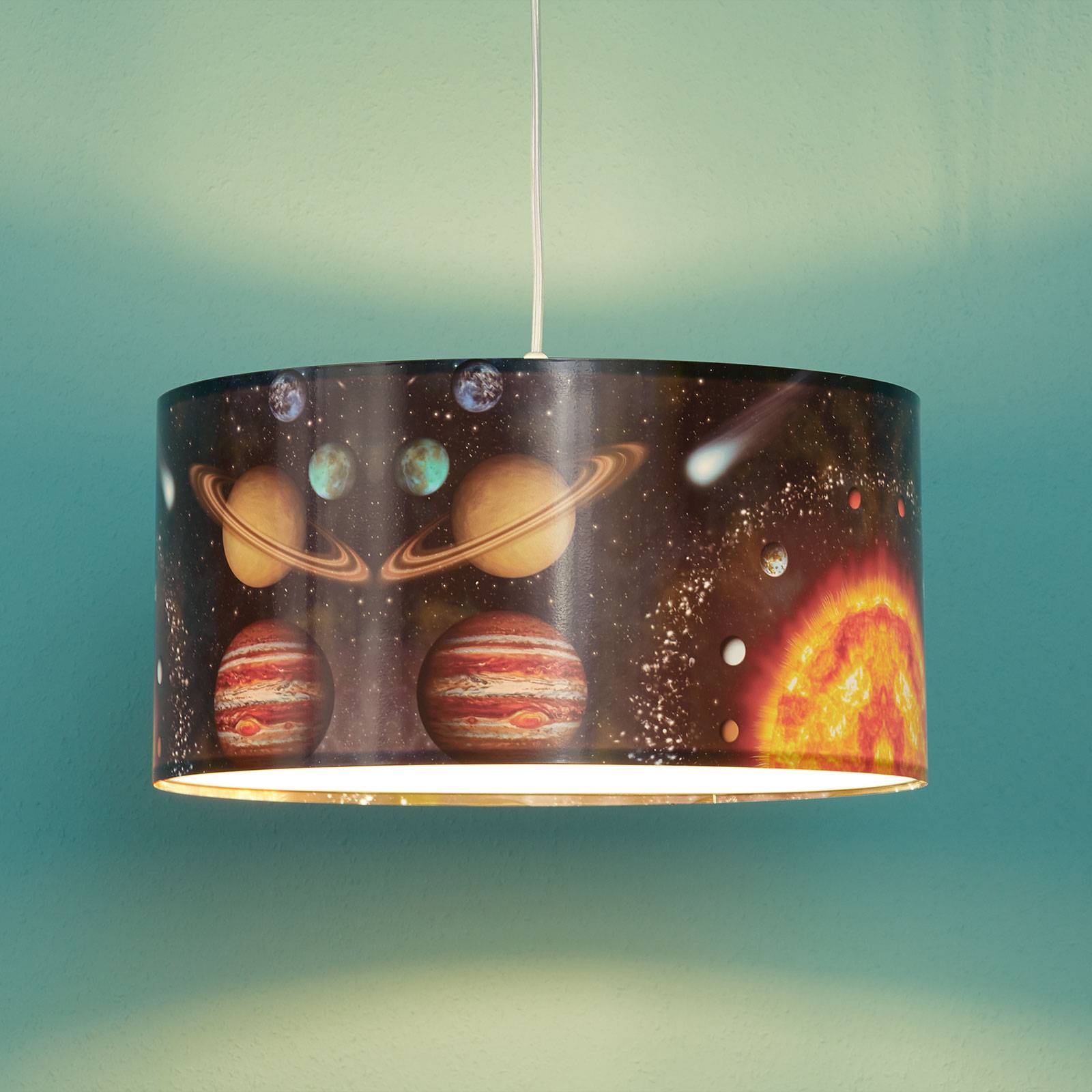 Lampa wisząca Space z kosmicznym nadrukiem