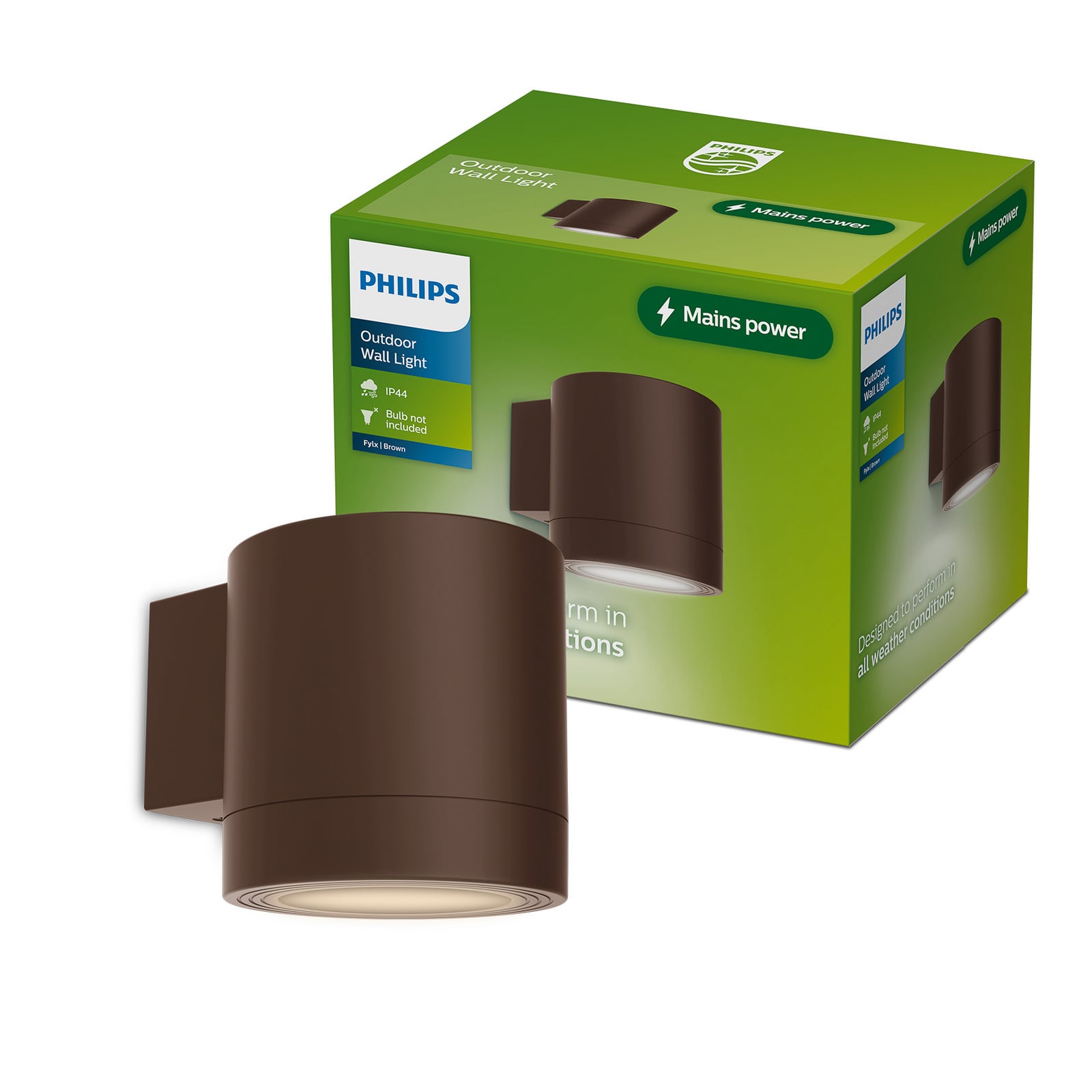 Philips Fylx kültéri fali lámpa, barna, fém, IP44, GU10 Philips Fylx kültéri fali lámpa, barna, fém, IP44, GU10