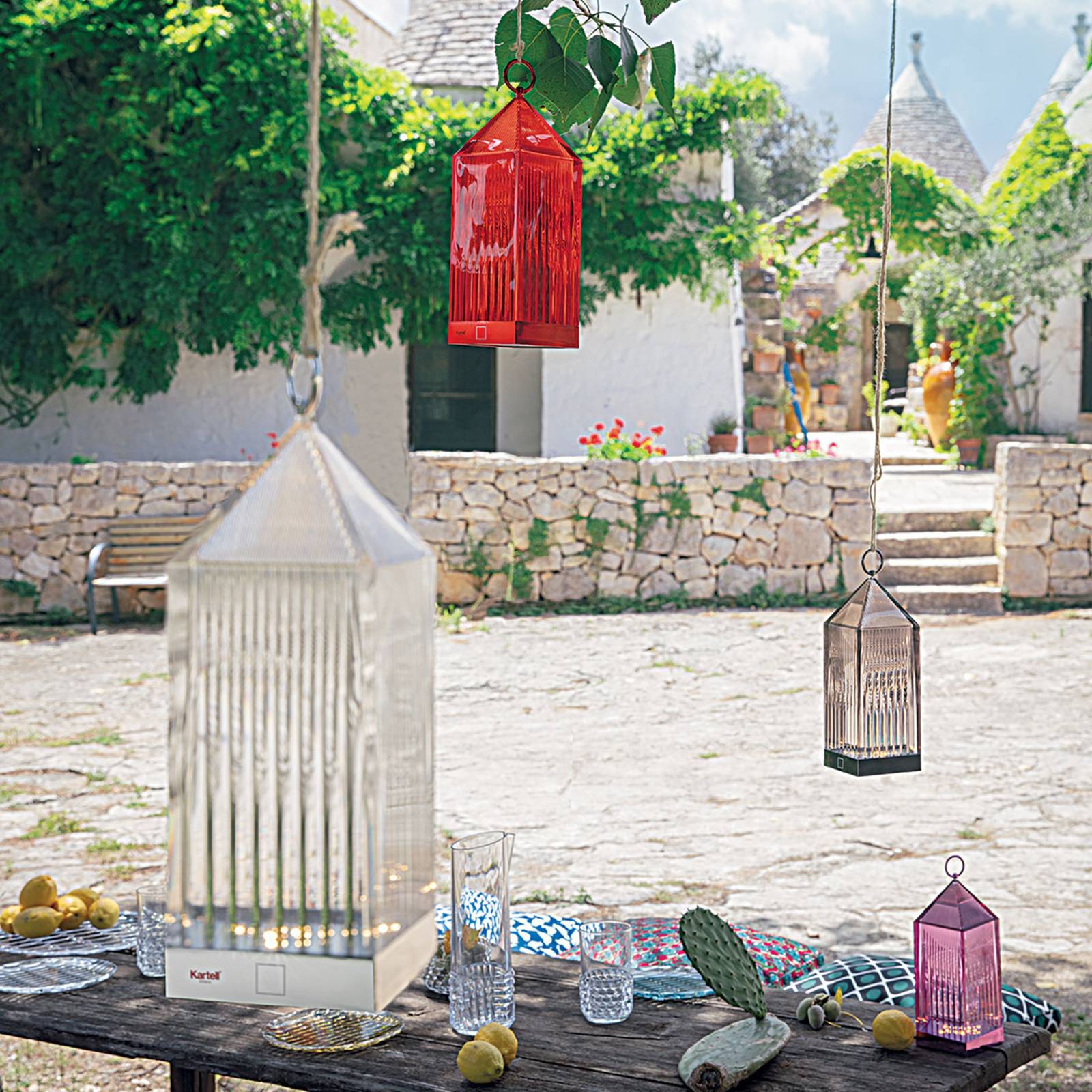 Kartell Lantern lampa stołowa LED, czerwona IP54