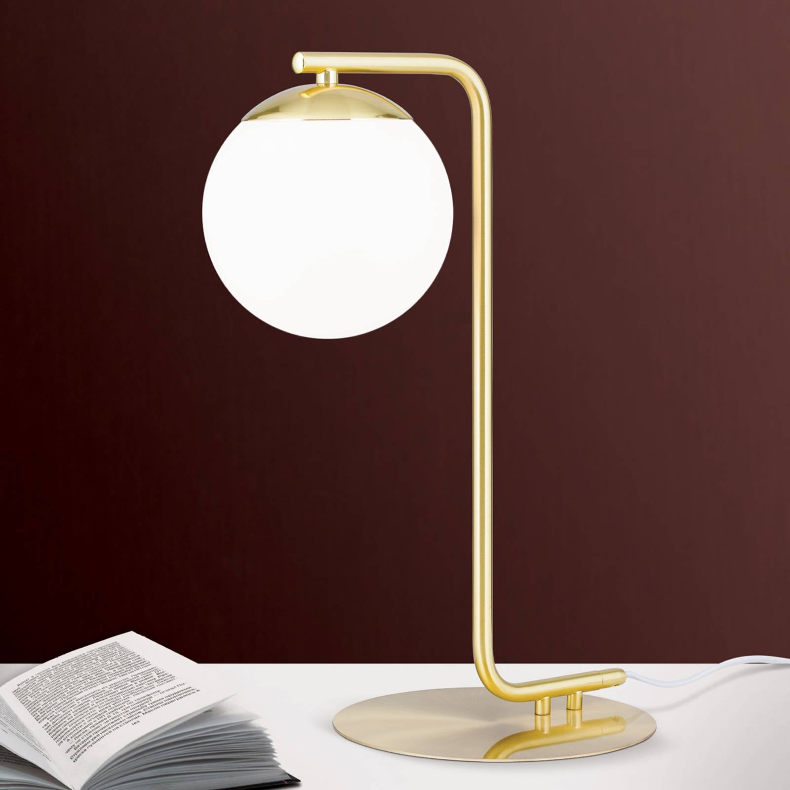 Asztali lámpa Madis gömb alakú ernyővel üveg