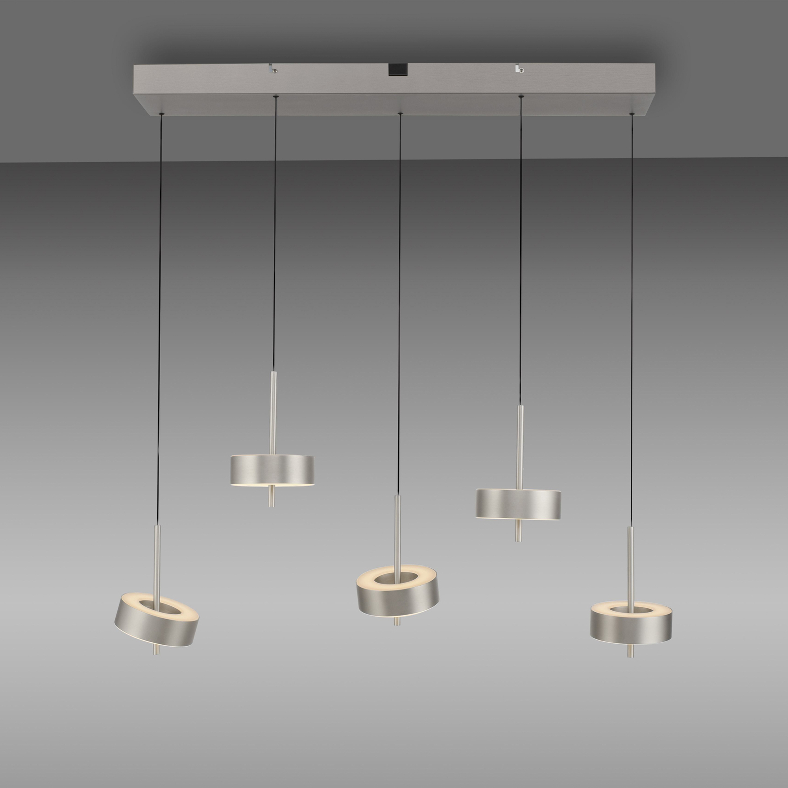 Paul Neuhaus Suspension Smart LED Q-Rotate, aluminium 5 lampes