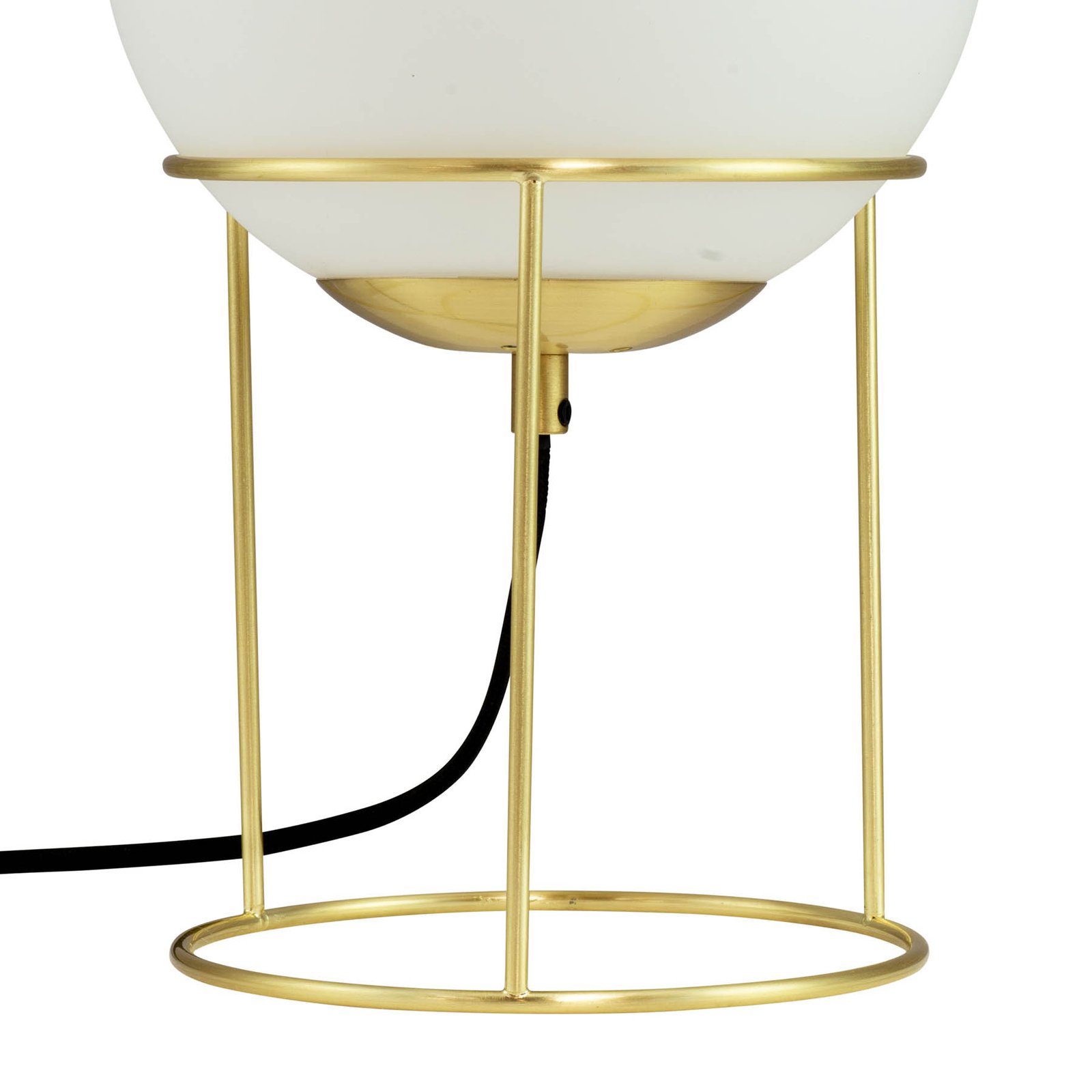 Dyberg Larsen stolová lampa Madrid, farba opál/mosadz, 34 cm