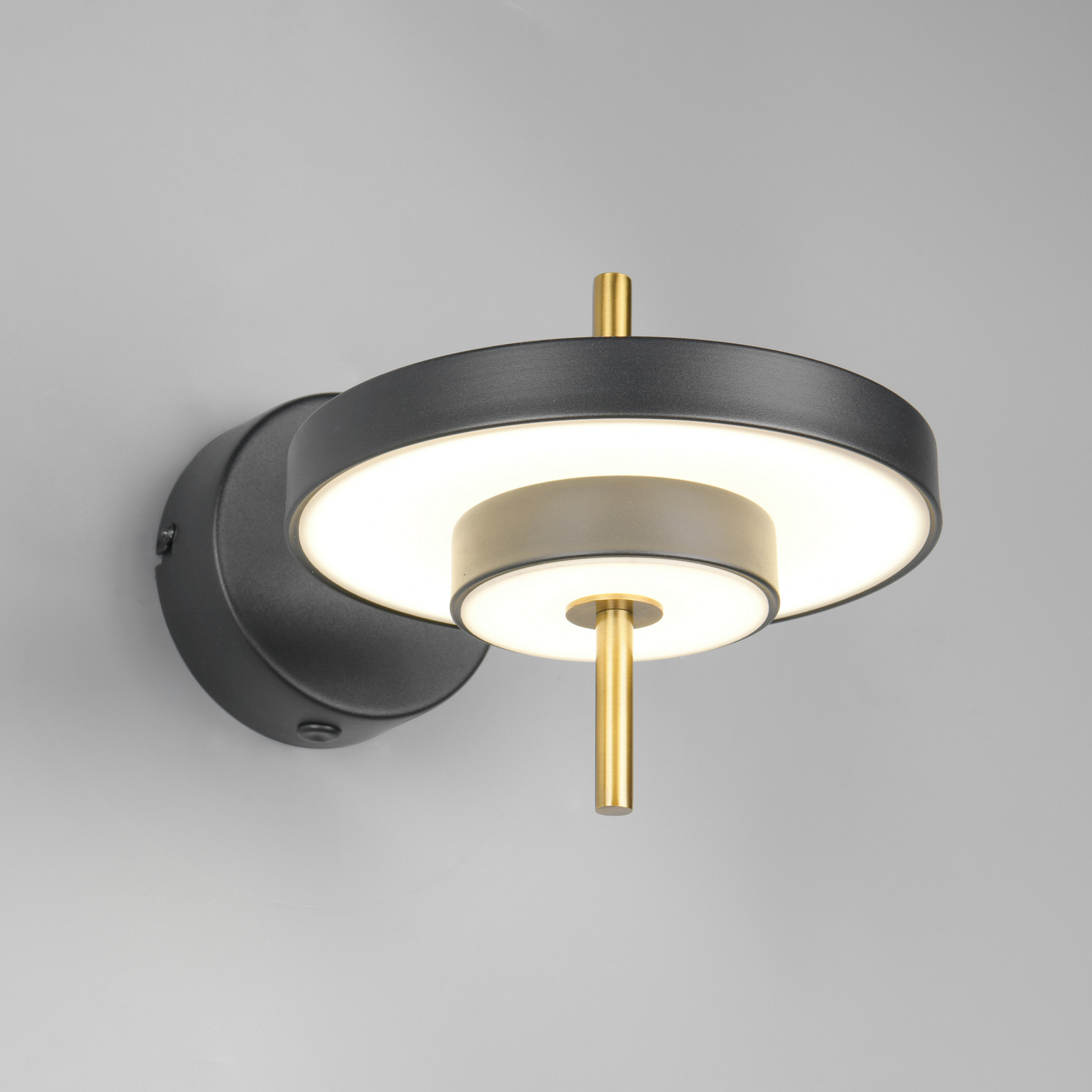 LED stenska svetilka Keaton, črna/zlata barva Ø 20 cm kovina, CCT LED stenska svetilka Keaton, črna/zlata barva Ø 20 cm kovina, CCT