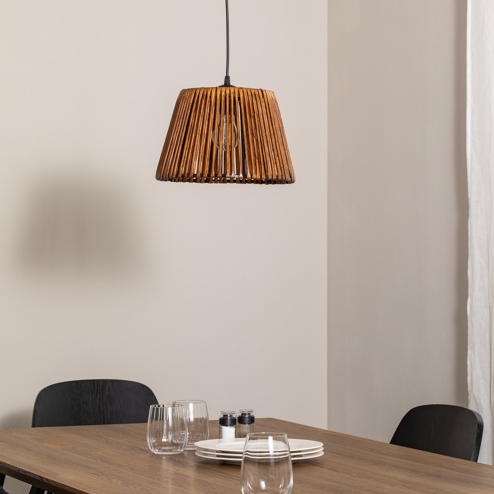 Roya Conic pendant light, Ø 30 cm, dark brown, paper Roya Conic pendant light, Ø 30 cm, dark brown, paper