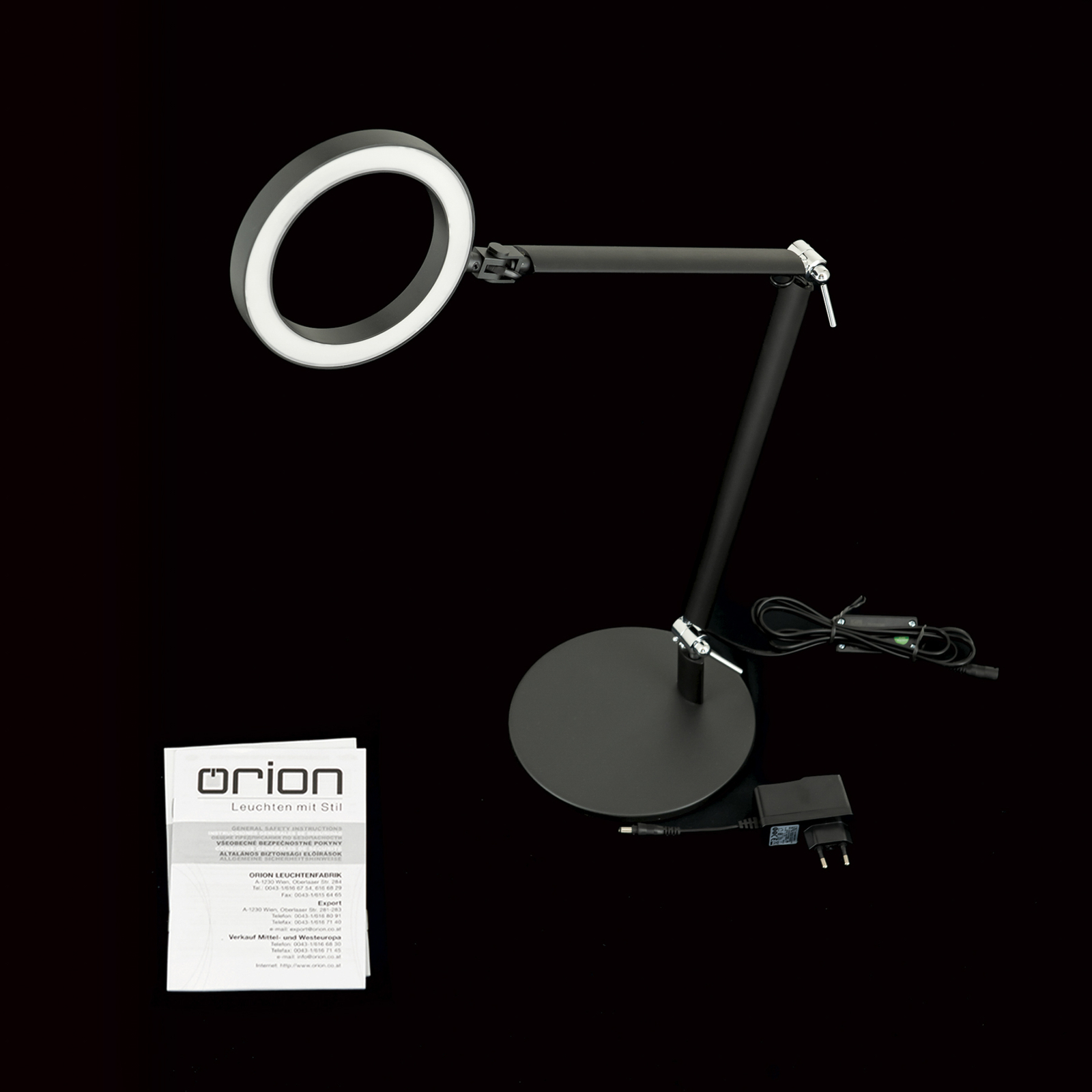 Ringo LED-bordlampe, svart, metall, justerbar, dimbar