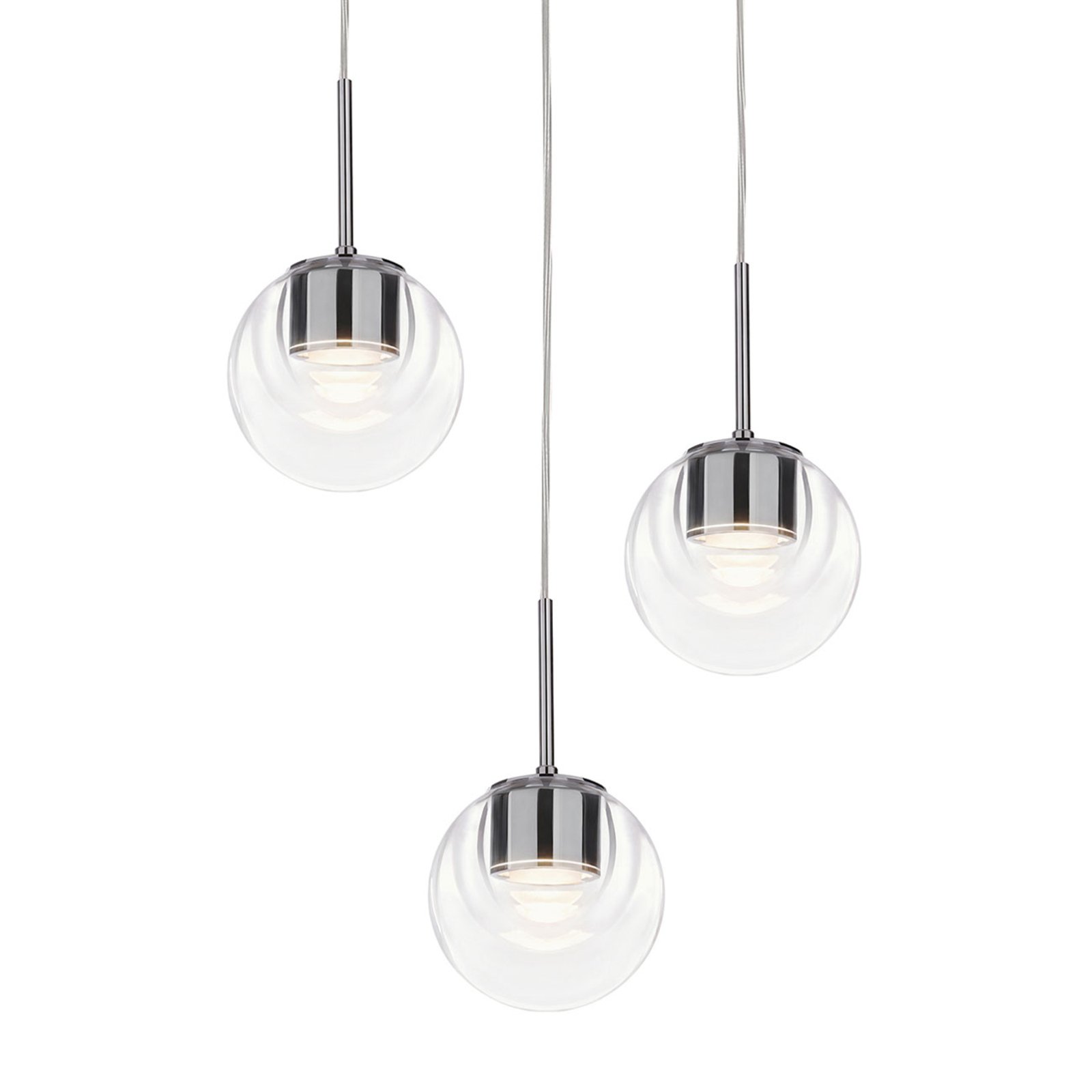 kdln LED-Hängeleuchte Dew, 3-flammig, Ø 25 cm, Glas