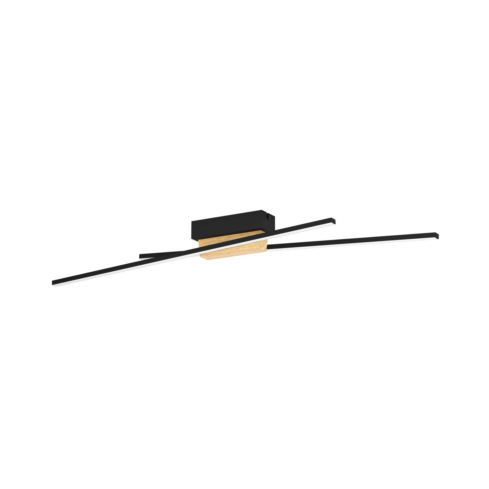 Plafonnier LED Panagria, noir avec détail en bois