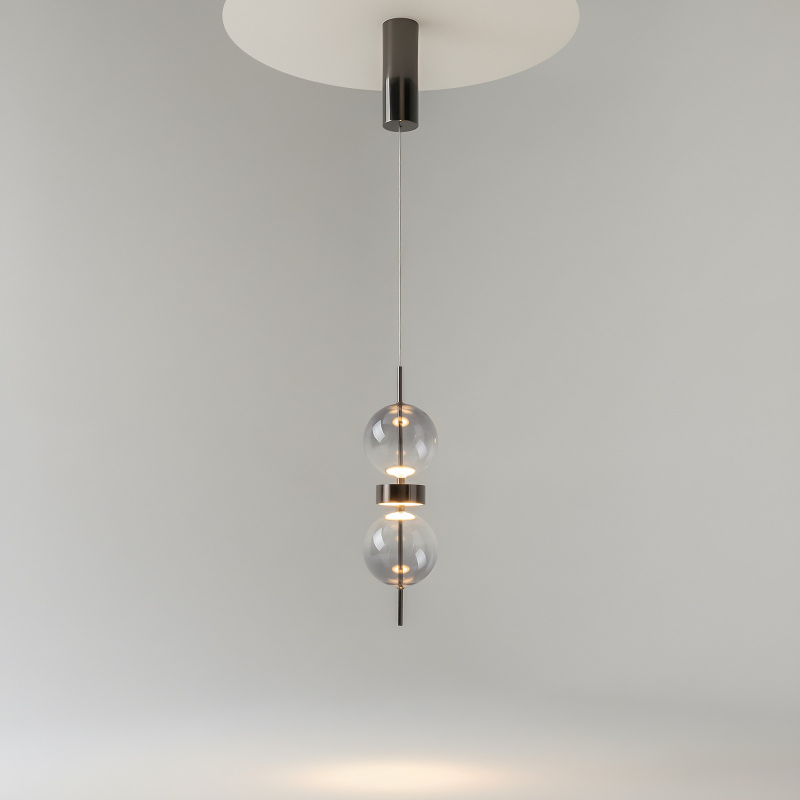 Maytoni Lampă suspendată LED DOUBLE MOON gri fumuriu Ø 12 cm sticlă - Camera de zi / sufragerie - Modern - gri fumuriu negru