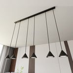 Elit pendant light, 6-bulb, black, metal