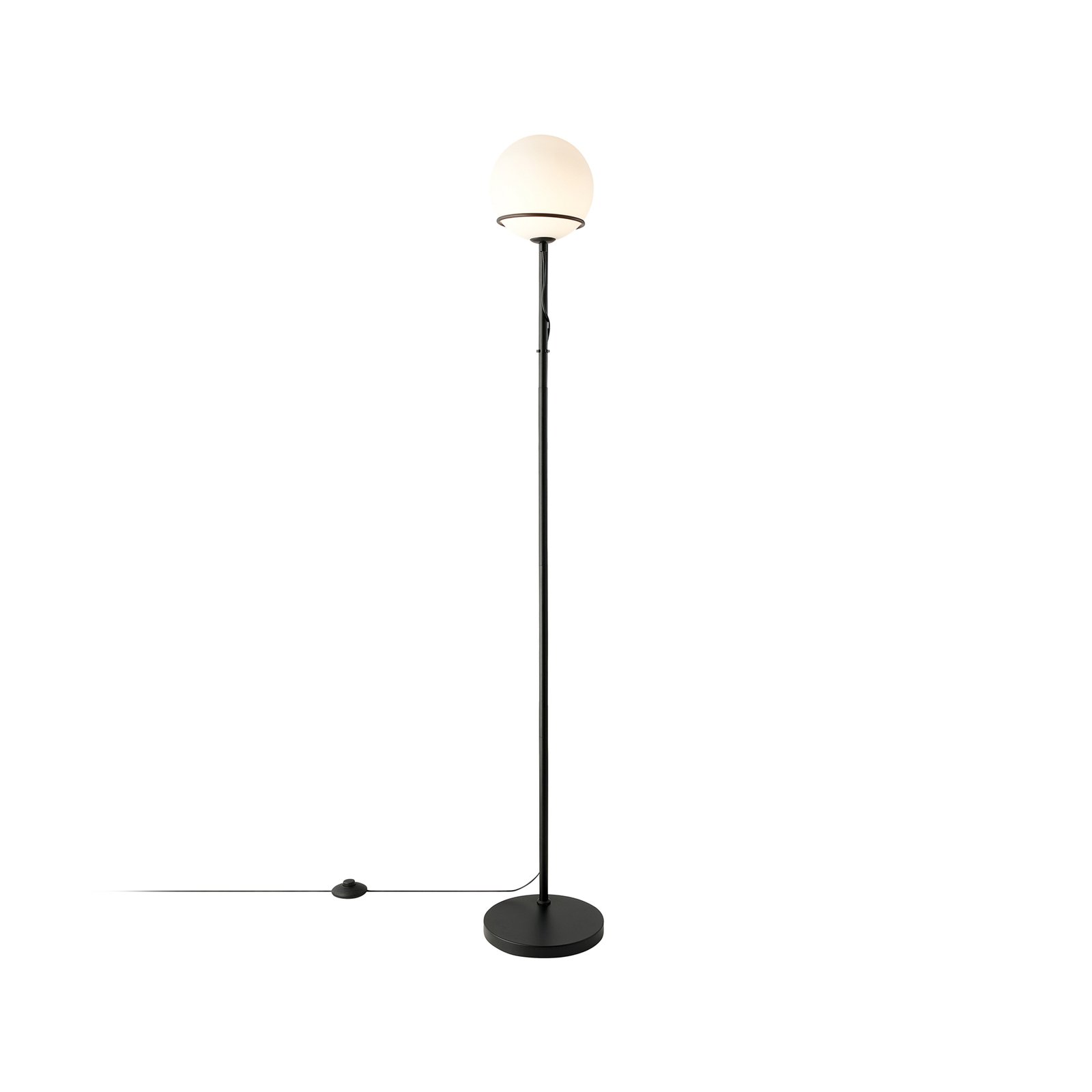 Lampa stojąca Wilson, metal, czarny, klosz szklany