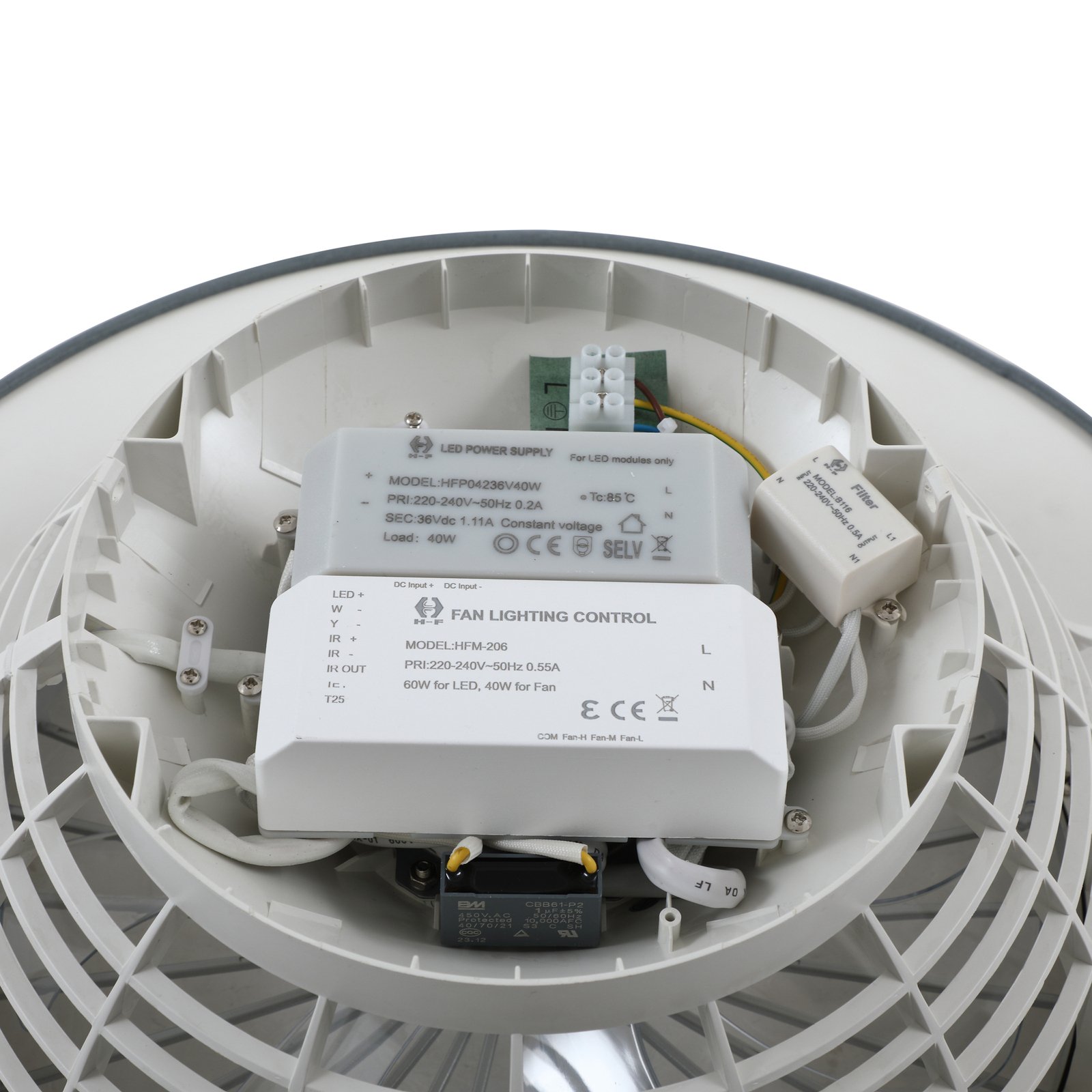 Lindby LED griestu ventilators Mace, pelēks, kluss, CCT
