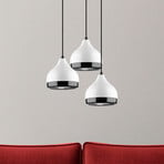 Candeeiro suspenso Yildo 6873, branco/preto, metal 3 lâmpadas redondas