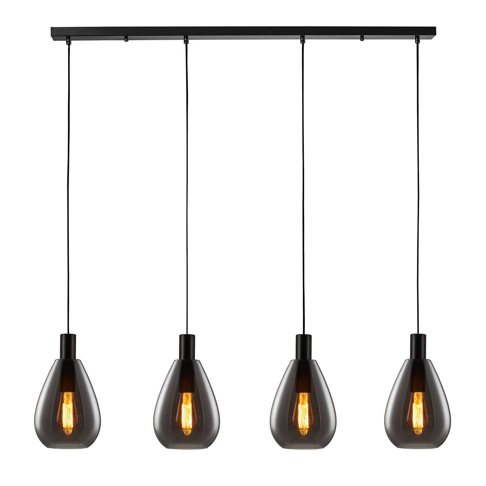 Lucande Marvelos rookglas-hanglamp, 4-lamps