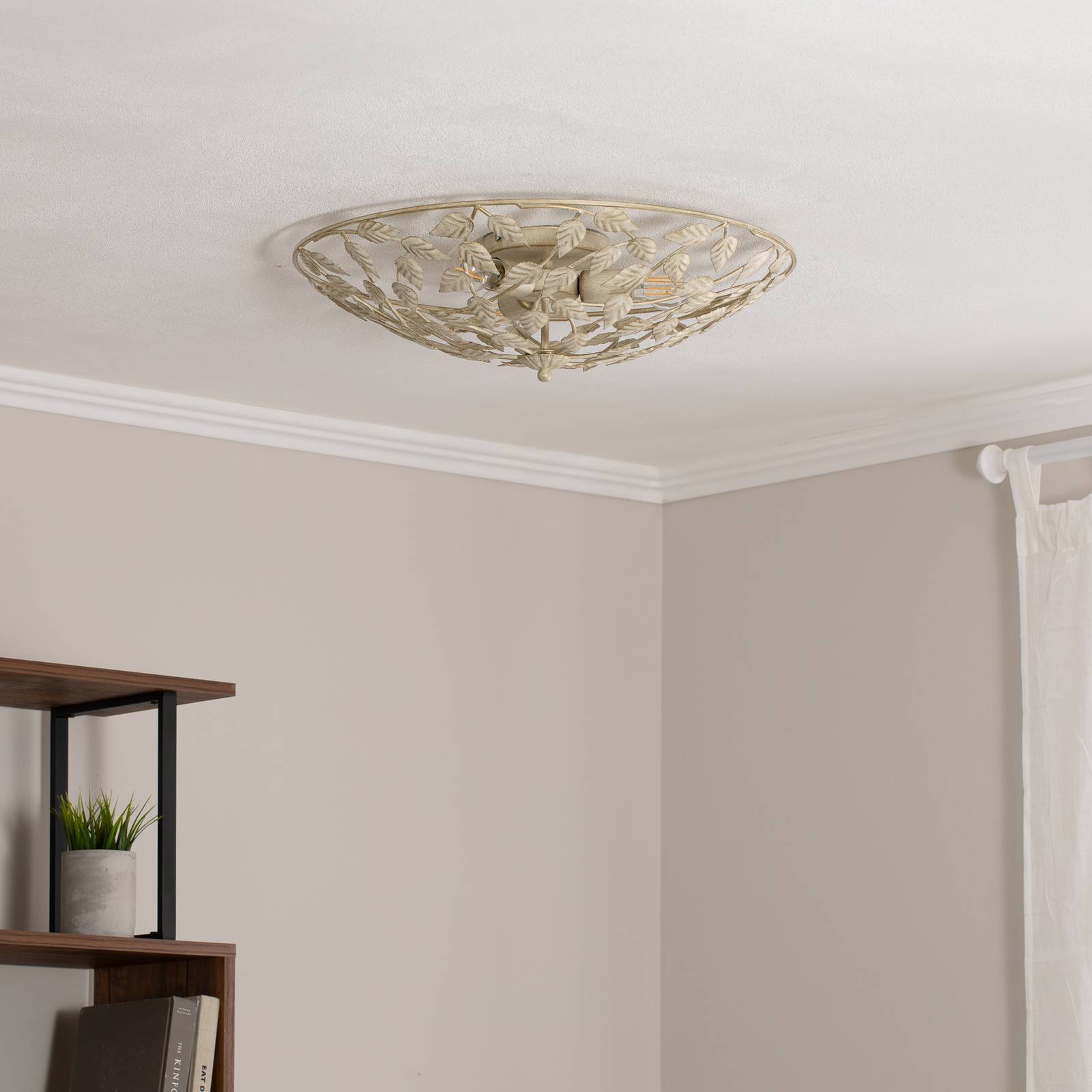 Lampa sufitowa Arion, kremowy/złoty patynowany, Ø 63 cm, stal