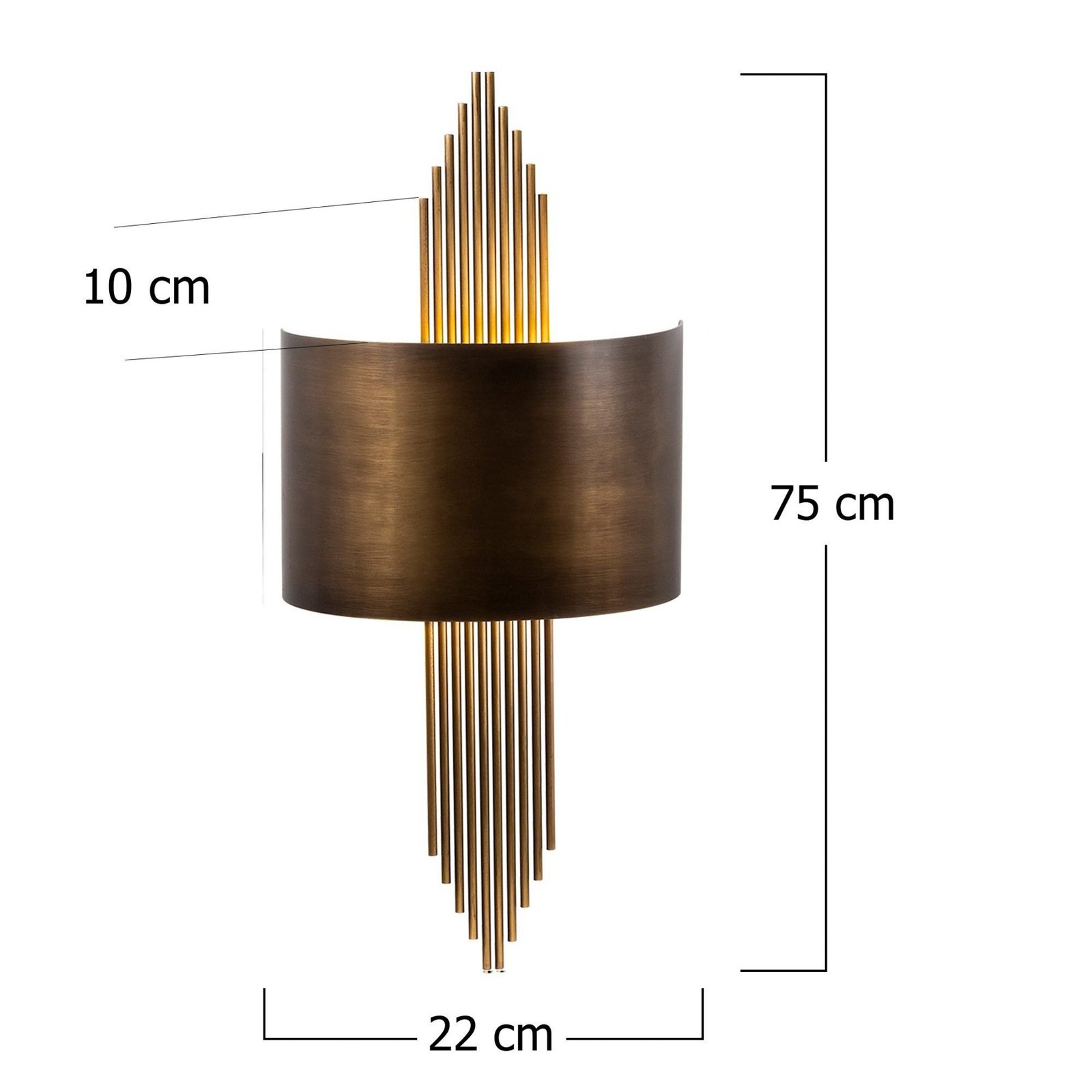 Nástěnné svítidlo 619-A, zlatá barva, kov, výška 75 cm