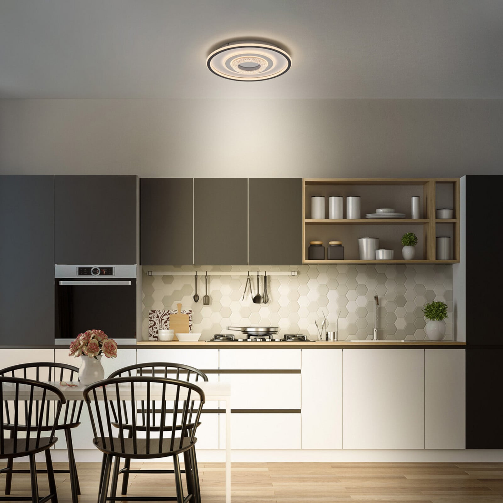 Plafonieră LED OSRAM ORBIS CRISTALLY albă Ø 43 cm CCT - Camera de zi / sufragerie - Modern - Aluminiu