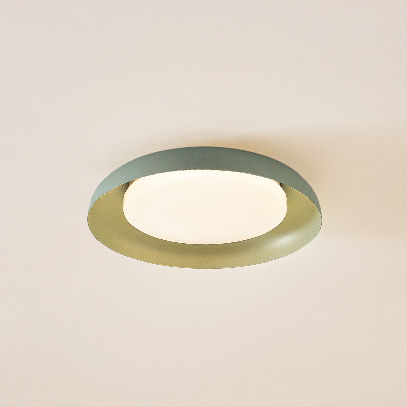 Lindby plafonieră LED Florie verde metal Ø 40 cm - Camera de zi / sufragerie - modern - verde deschis alb - Plastic