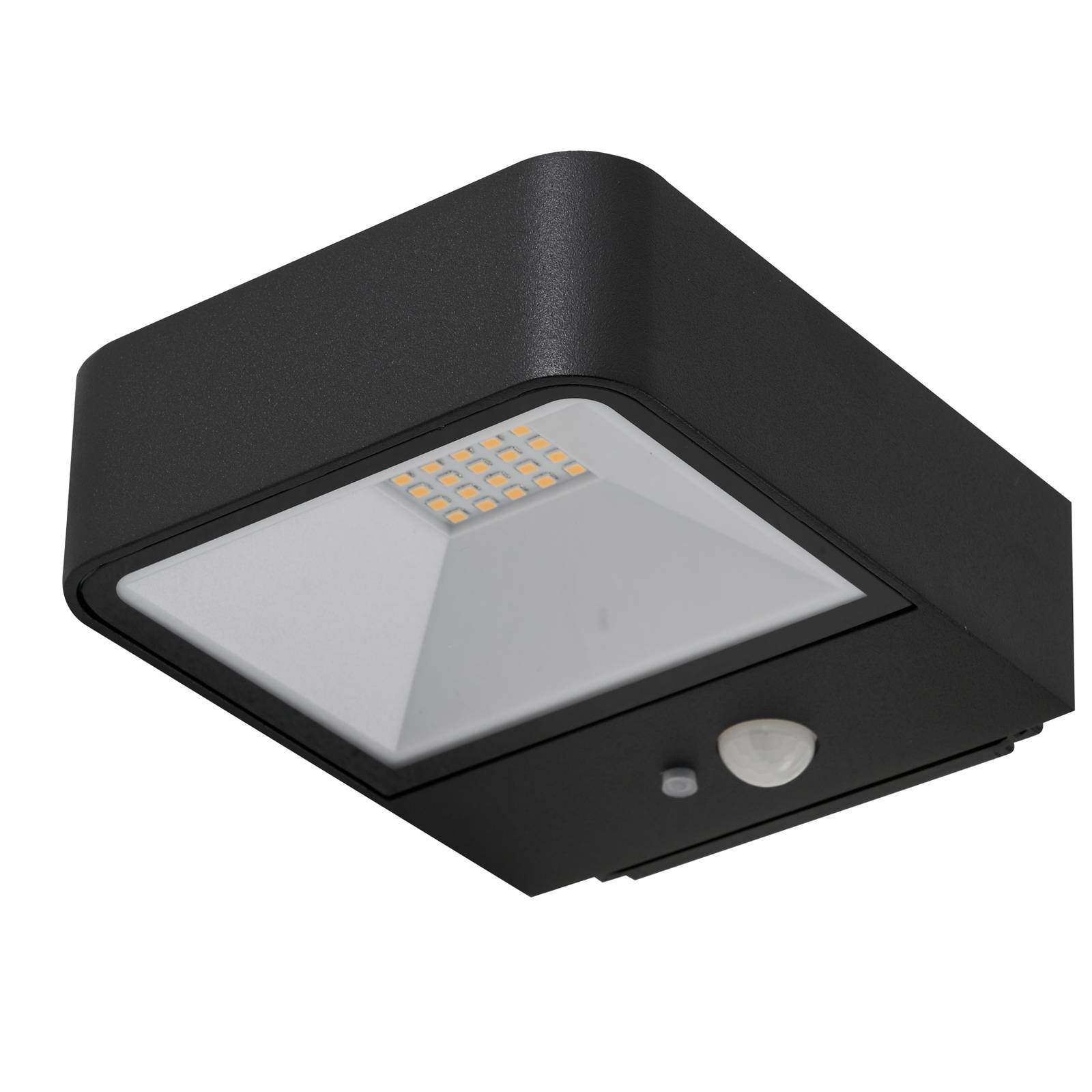 Lucande LED-Solarwandlampe Dava, 5 cm hoch, Alu, Sensor