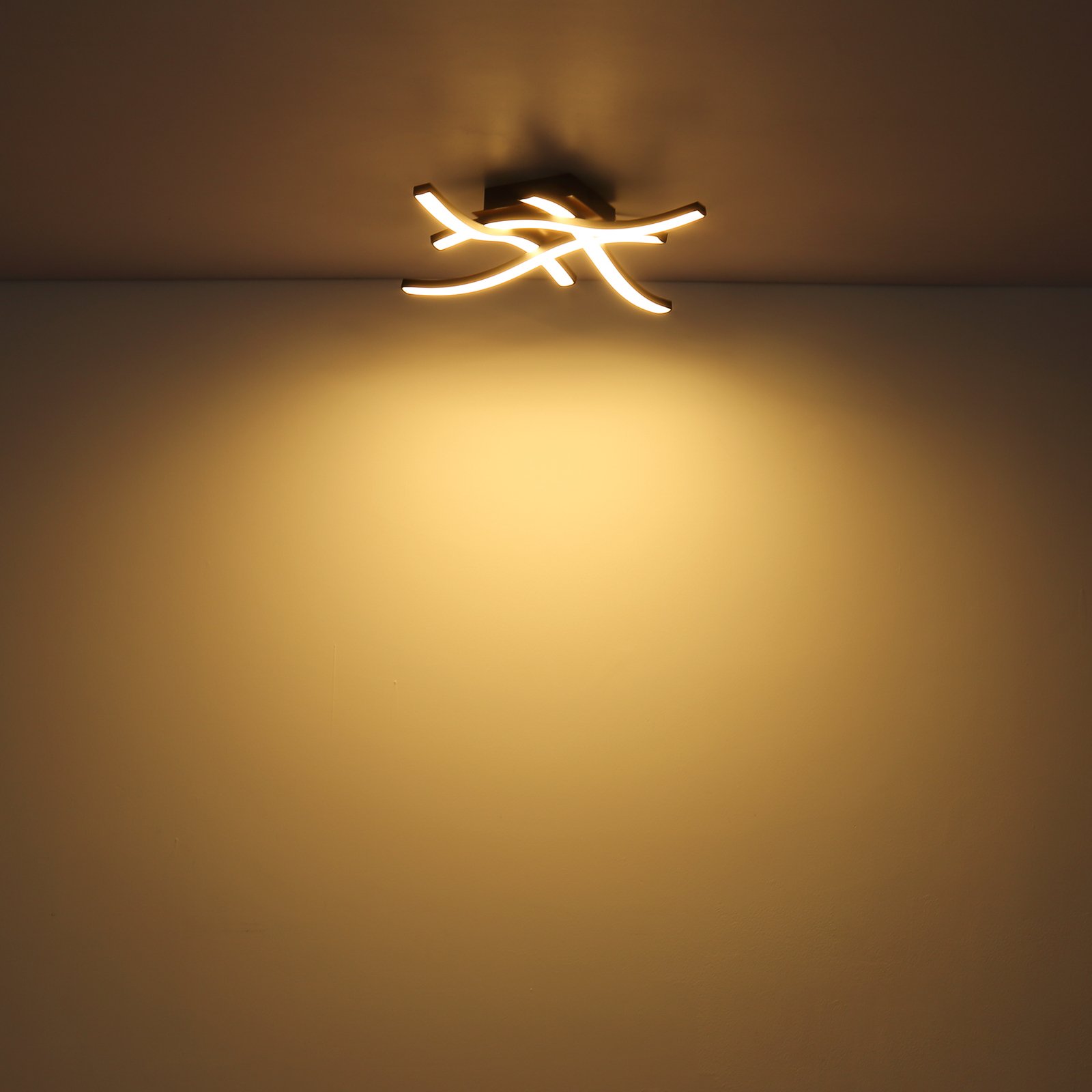 LED plafondlamp Evita in houtoptiek