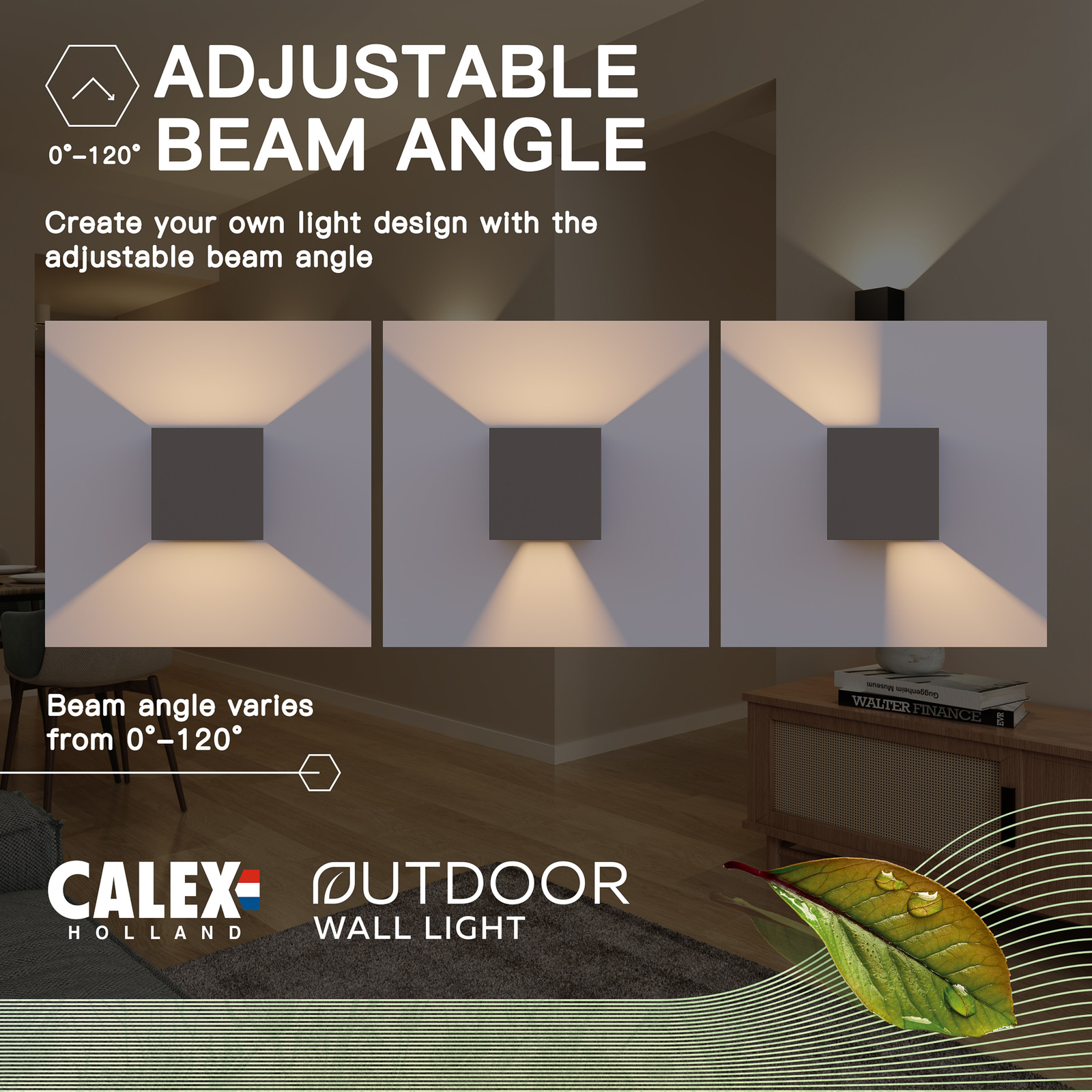 Calex LED udendørs væglampe Cube, op/ned, højde 10 cm, antracit