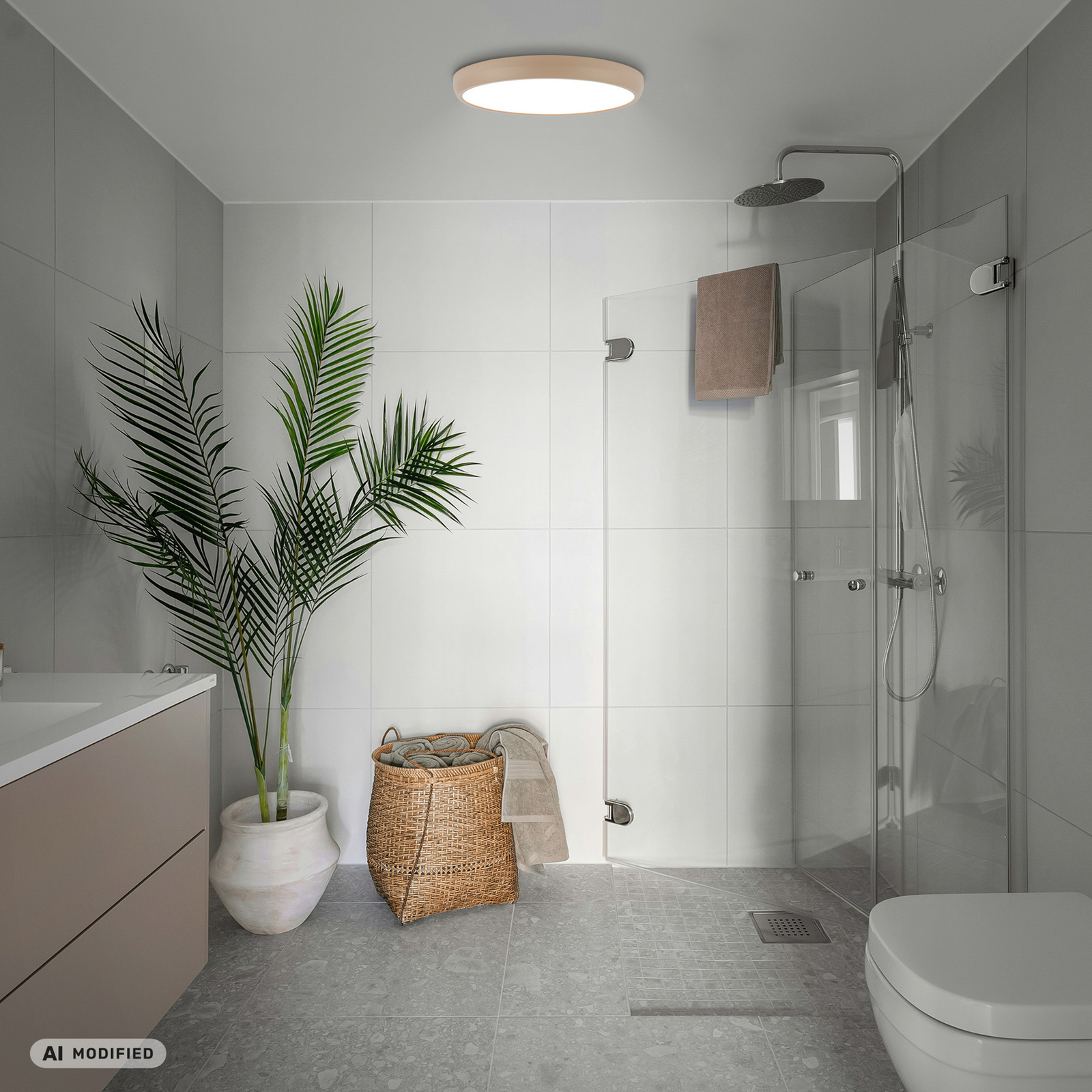 Lampa sufitowa LED Navaro, beżowo-biała, Ø 38 cm, 4 000 K Lampa sufitowa LED Navaro, beżowo-biała, Ø 38 cm, 4 000 K
