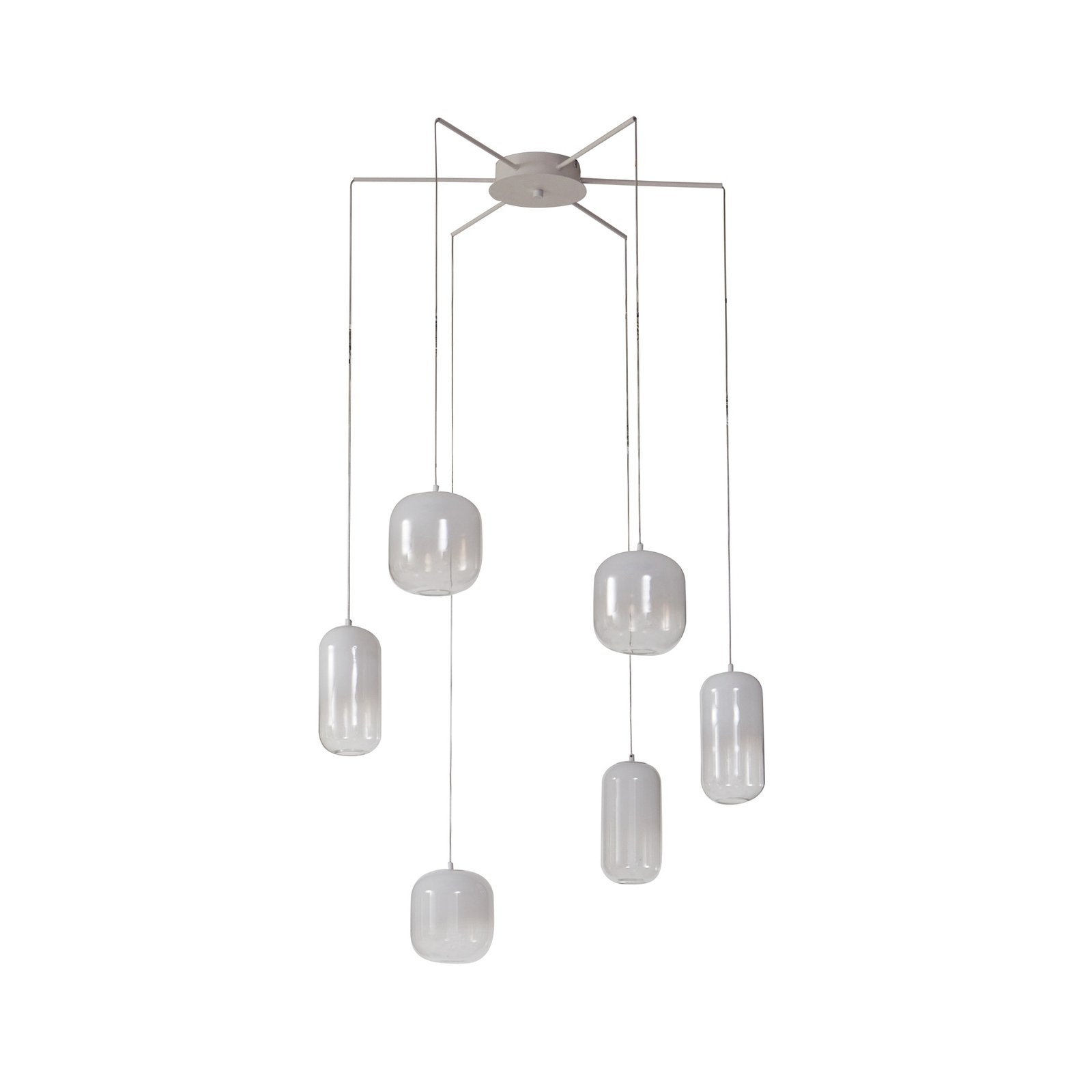 Lucande Suspension LED Avelina, blanc, à 6 lampes