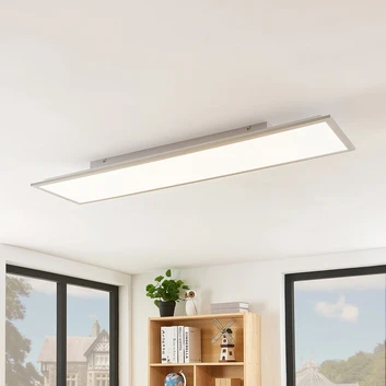 Lindby LED panel Stenley, 4,000 K, 120 cm x 30 cm, silver/white