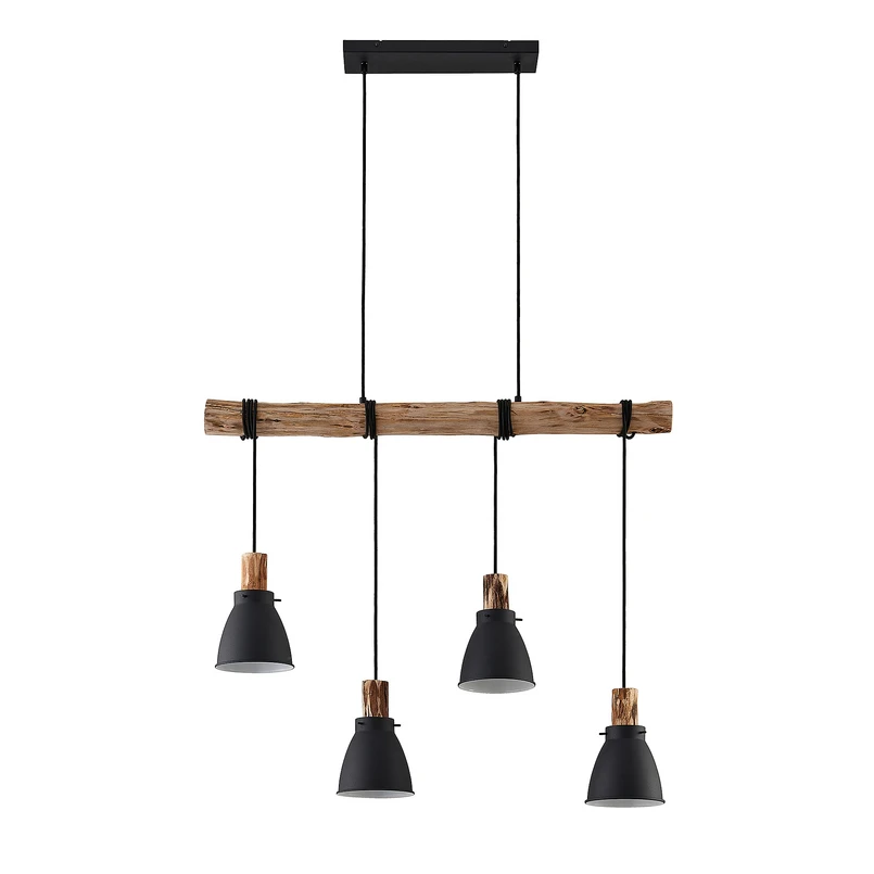 Lindby - Trebale 4 Pendelleuchte Black/Wood
