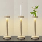Lucande LED-Akku-Kerzenständer Lea, Vase, beige, 28 cm