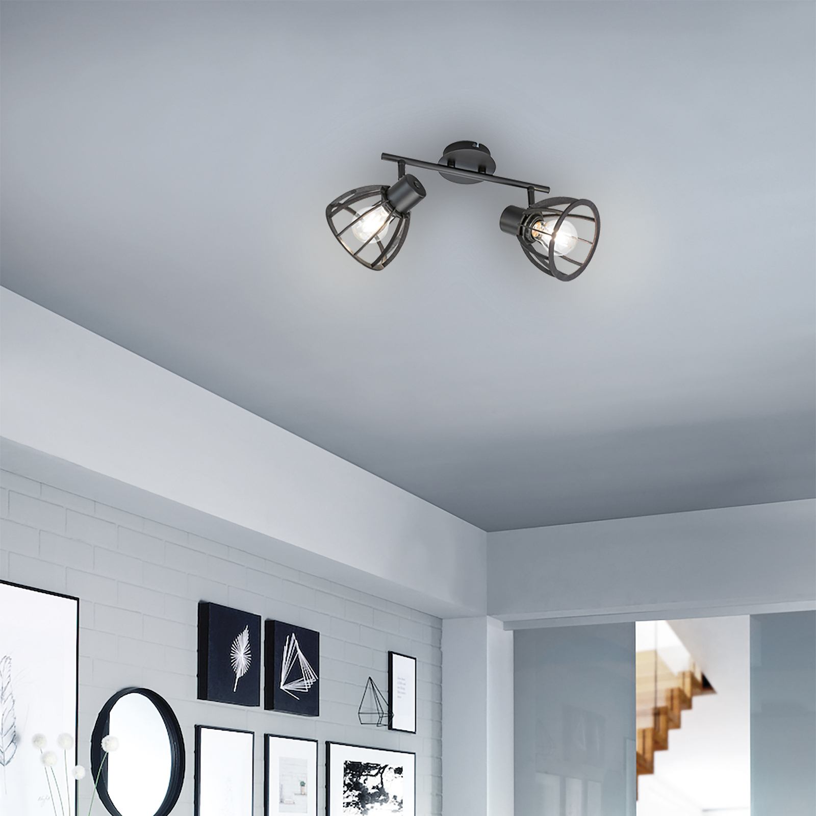 Tilda ceiling spotlight, wood, 2-bulb