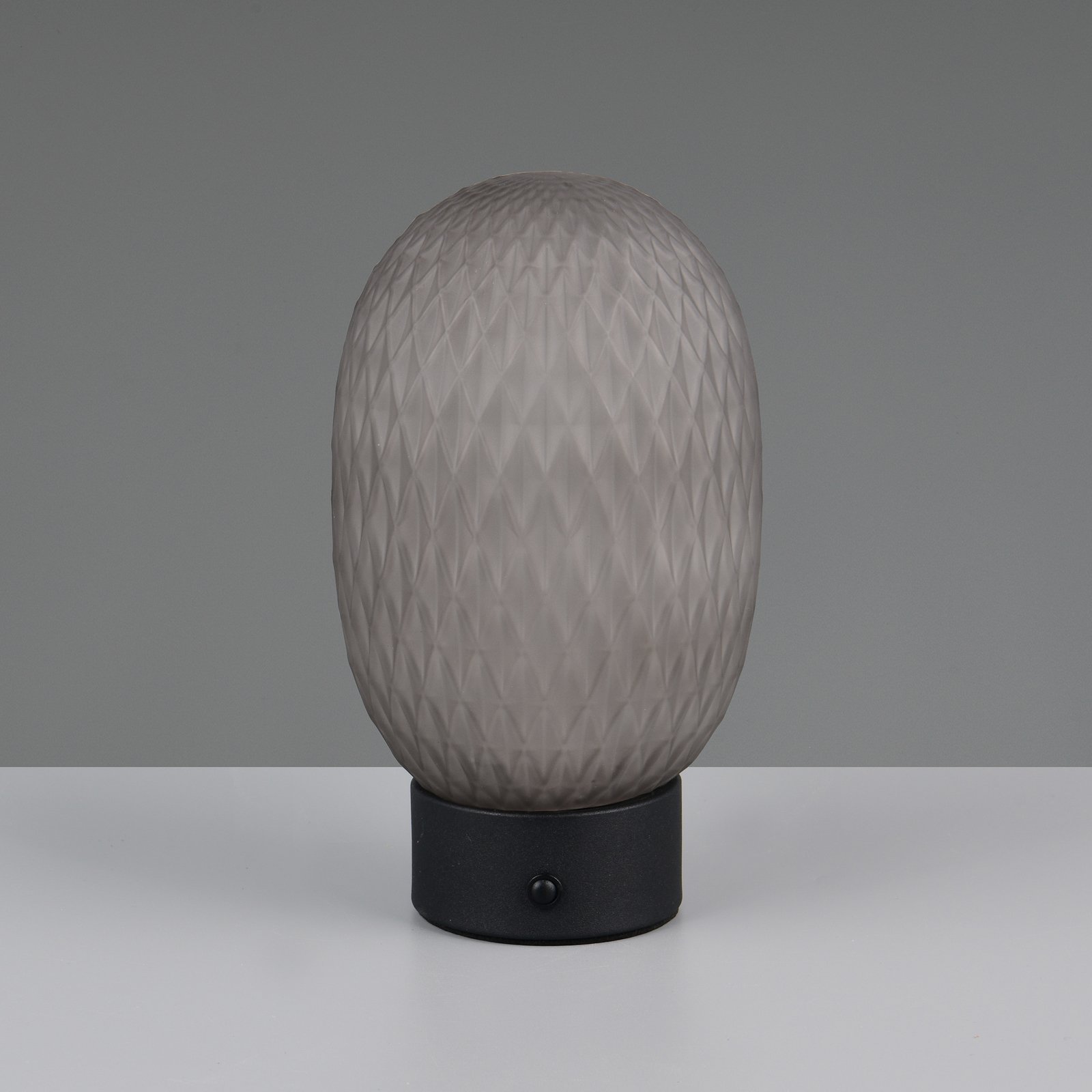 LED rechargeable table lamp Facette, smoky grey, USB, glass